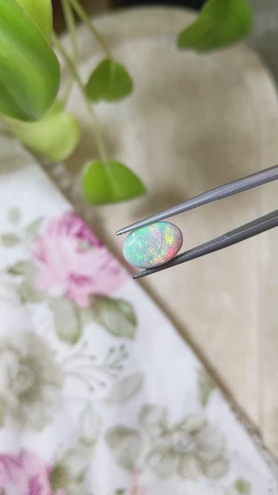 2.81 Ct. Cabochon Black Opal from Australia Size Video