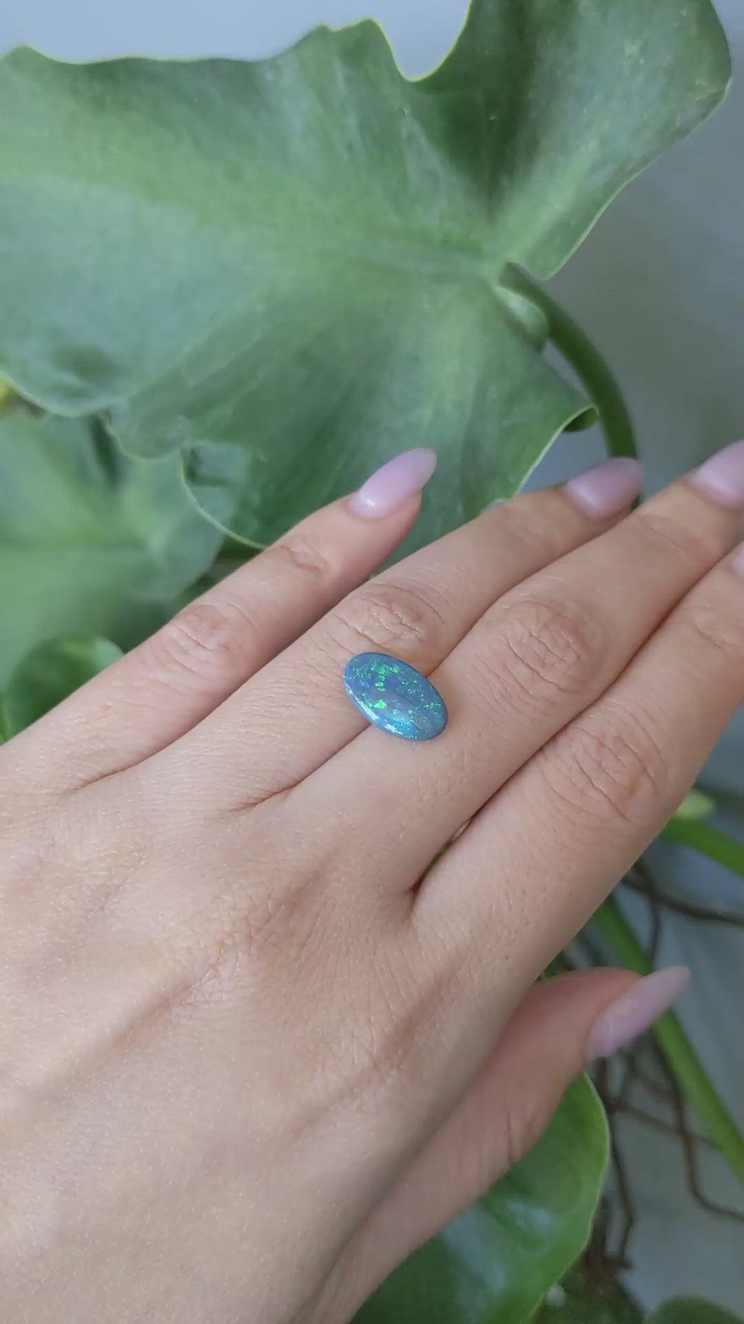 2.74 Ct. Cabochon Black Opal from Australia Size Video