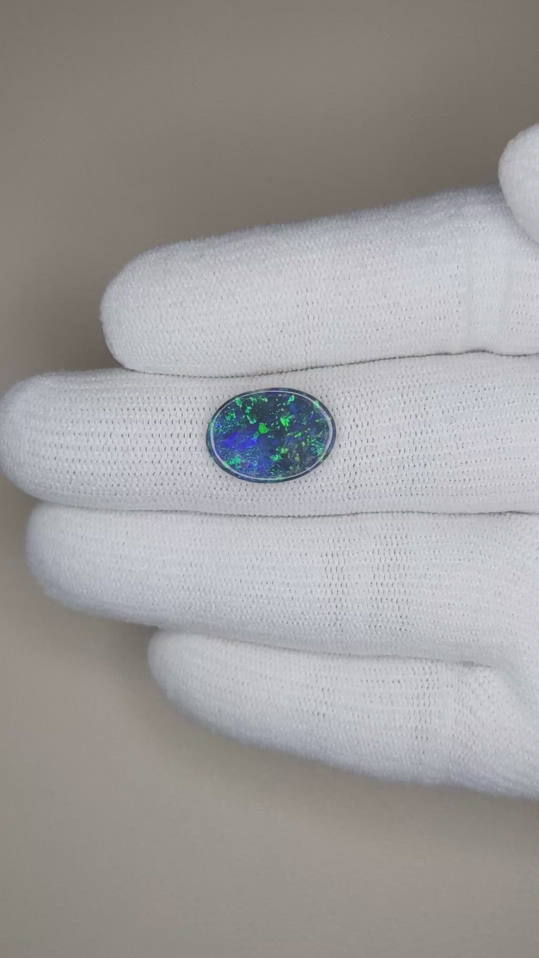 2.27 Ct. Cabochon Black Opal from Australia Size Video