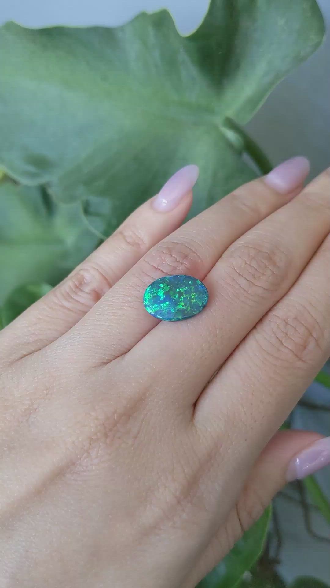 2.27 Ct. Cabochon Black Opal from Australia Size Video