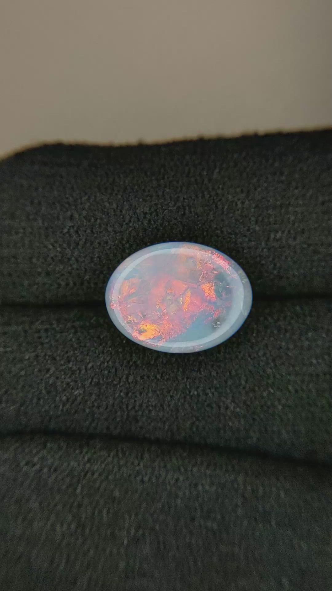 3.69 Ct. Cabochon Black Opal from Australia Size Video