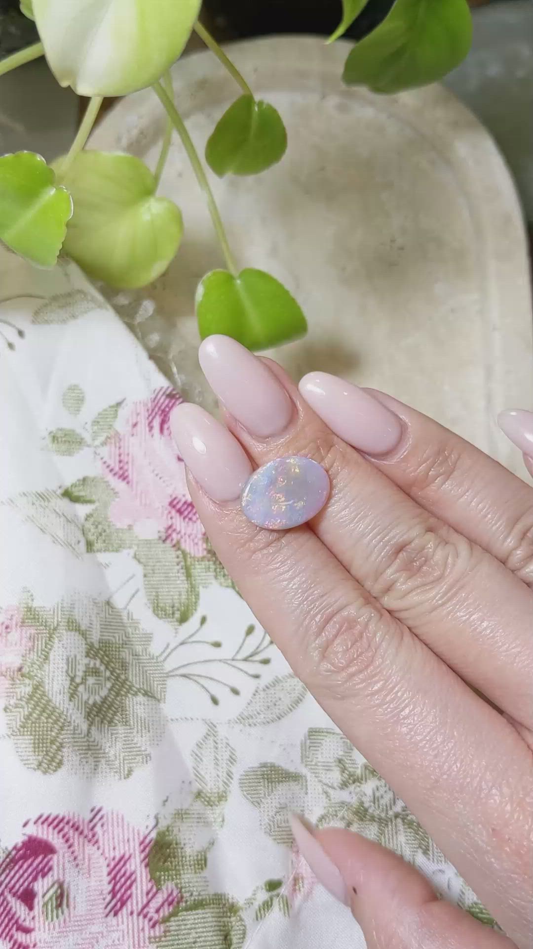 4.22 Ct. Cabochon White Opal from Australia Size Video