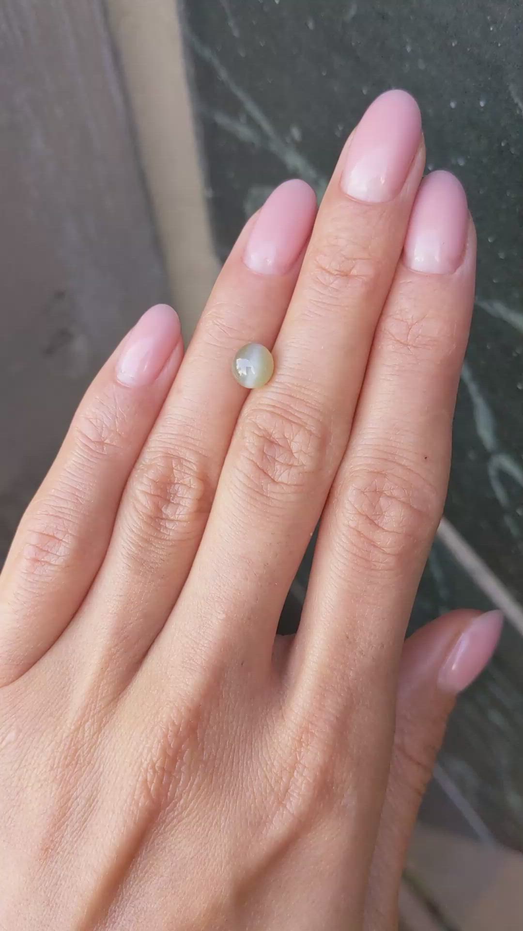 1.72 Ct. Cabochon Chrysoberyl from Ceylon (Sri Lanka) Size Video