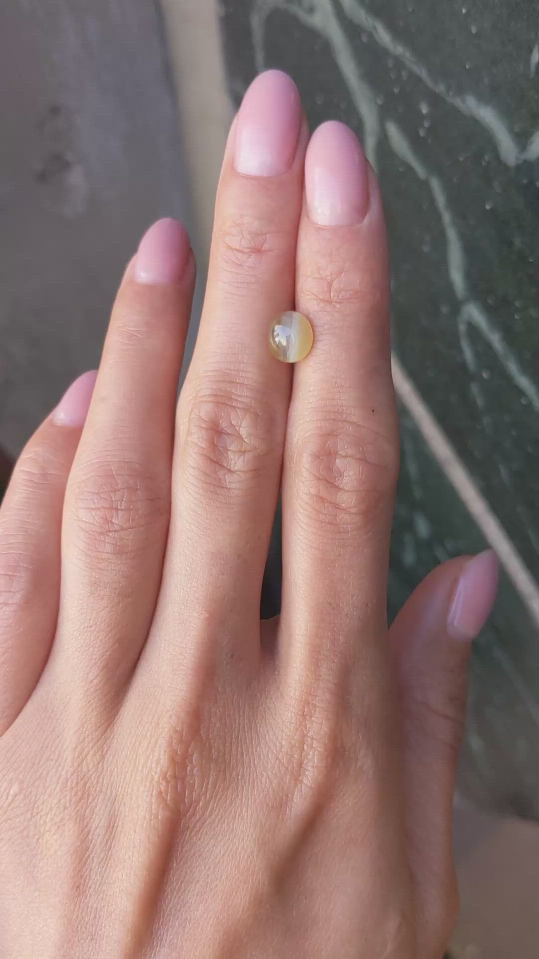 1.66 Ct. Cabochon Chrysoberyl from Ceylon (Sri Lanka) Size Video