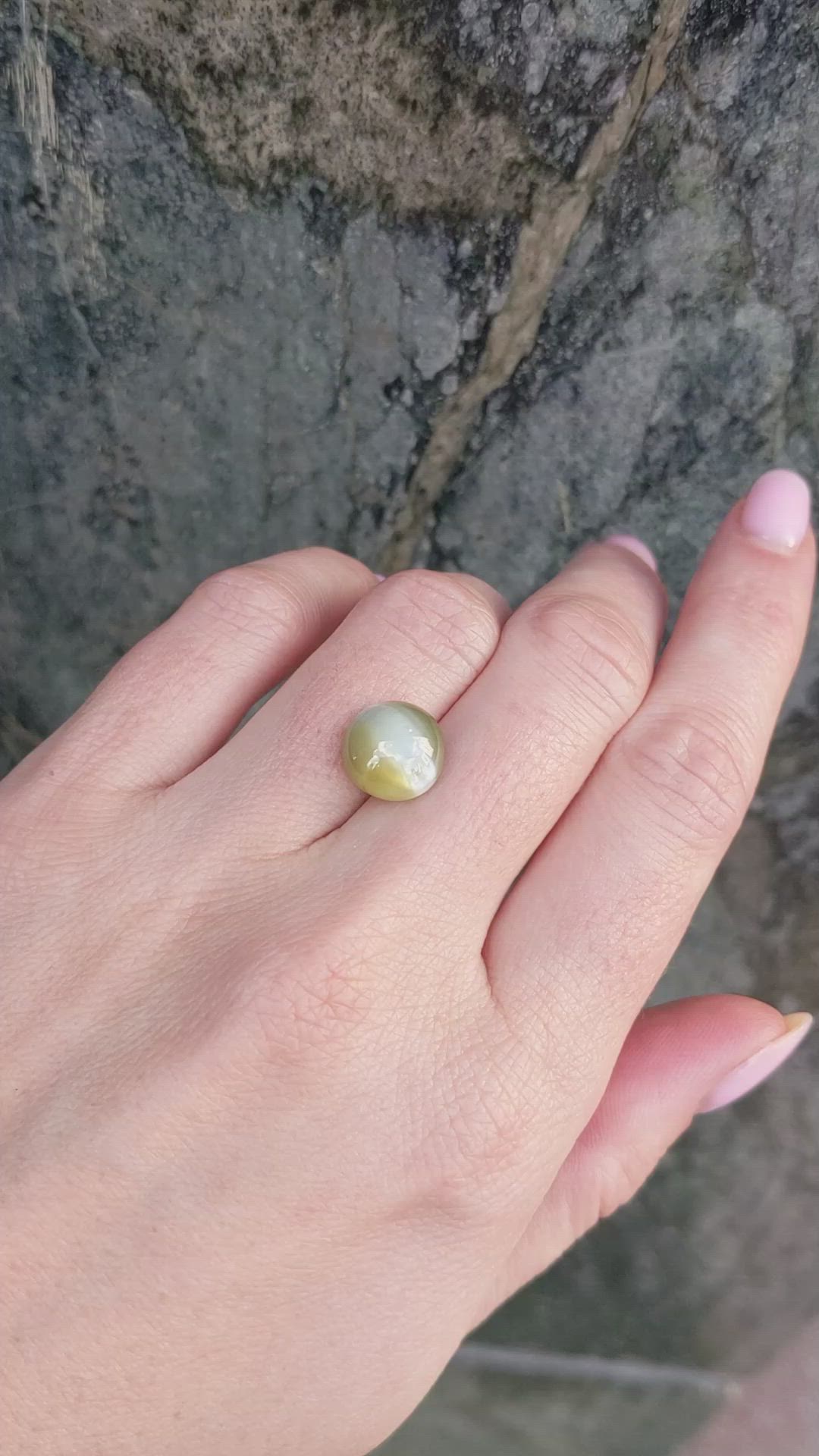 7.03 Ct. Cabochon Chrysoberyl from Ceylon (Sri Lanka) Size Video