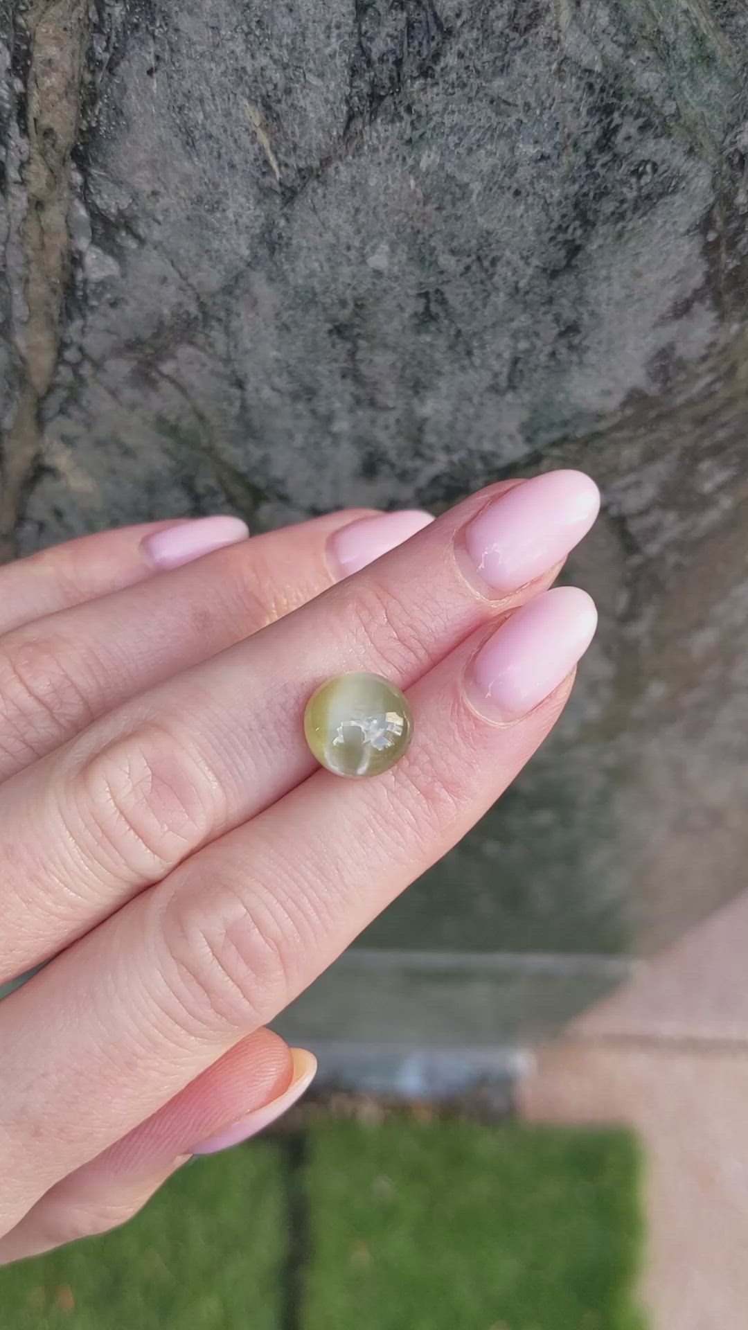 7.03 Ct. Cabochon Chrysoberyl from Ceylon (Sri Lanka) Size Video