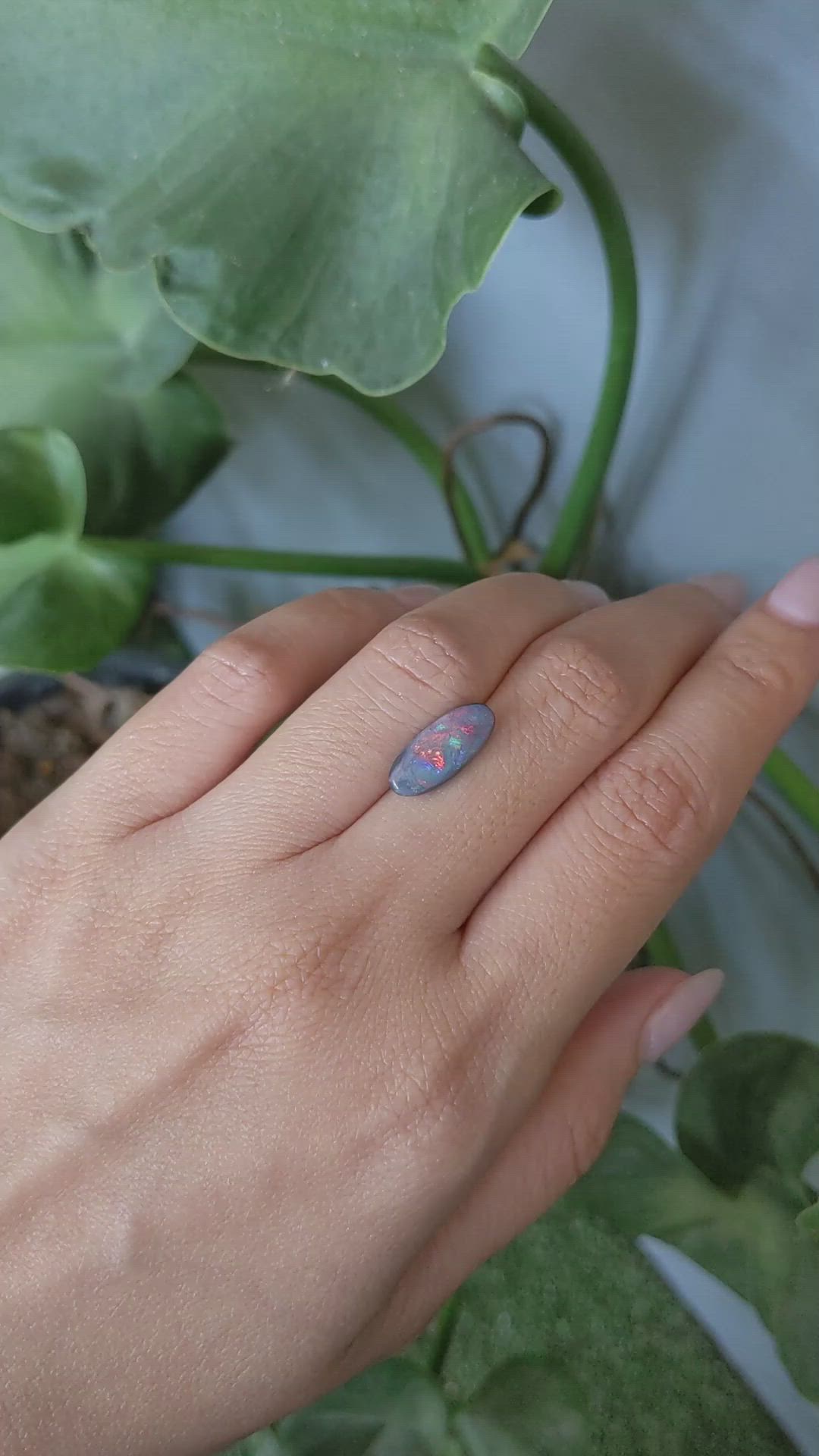 2.43 Ct. Cabochon Semi-Black Opal from Australia Size Video