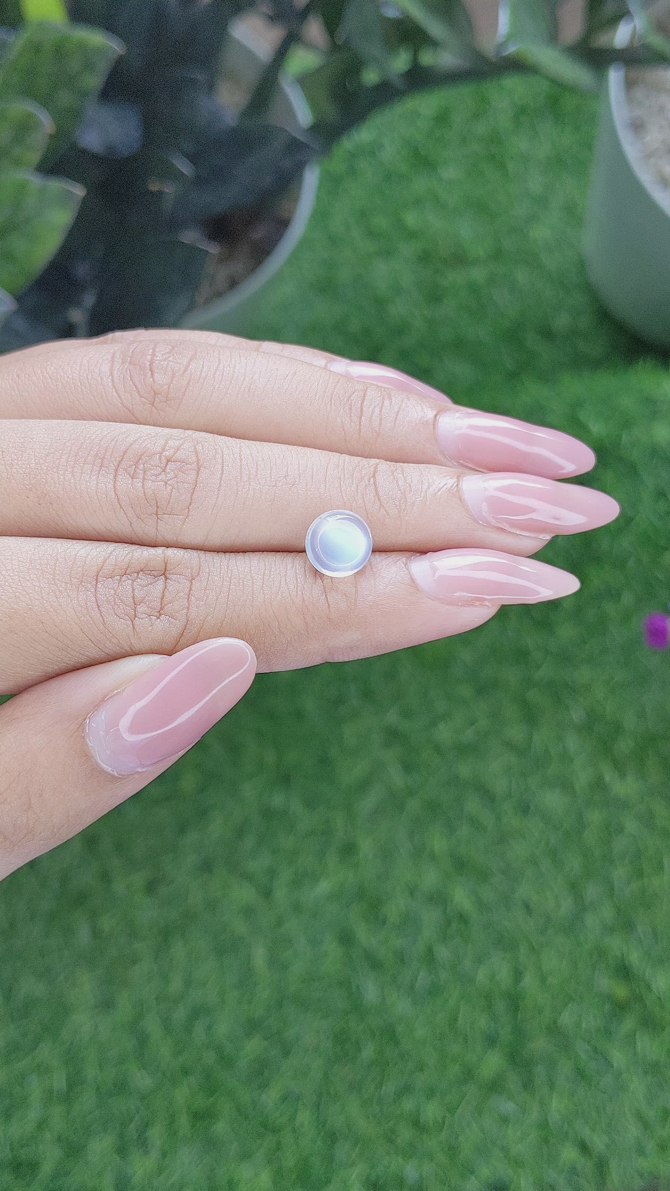 1.80 Ct. Blue Flash Cabochon Moonstone from Madagascar Size Video