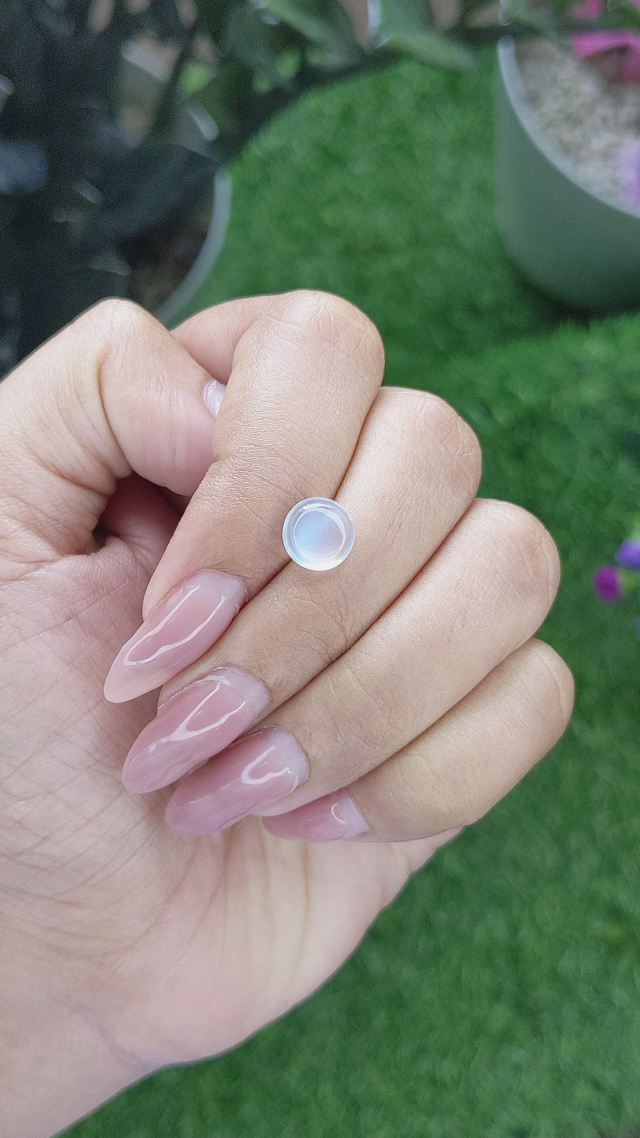 1.80 Ct. Blue Flash Cabochon Moonstone from Madagascar Size Video