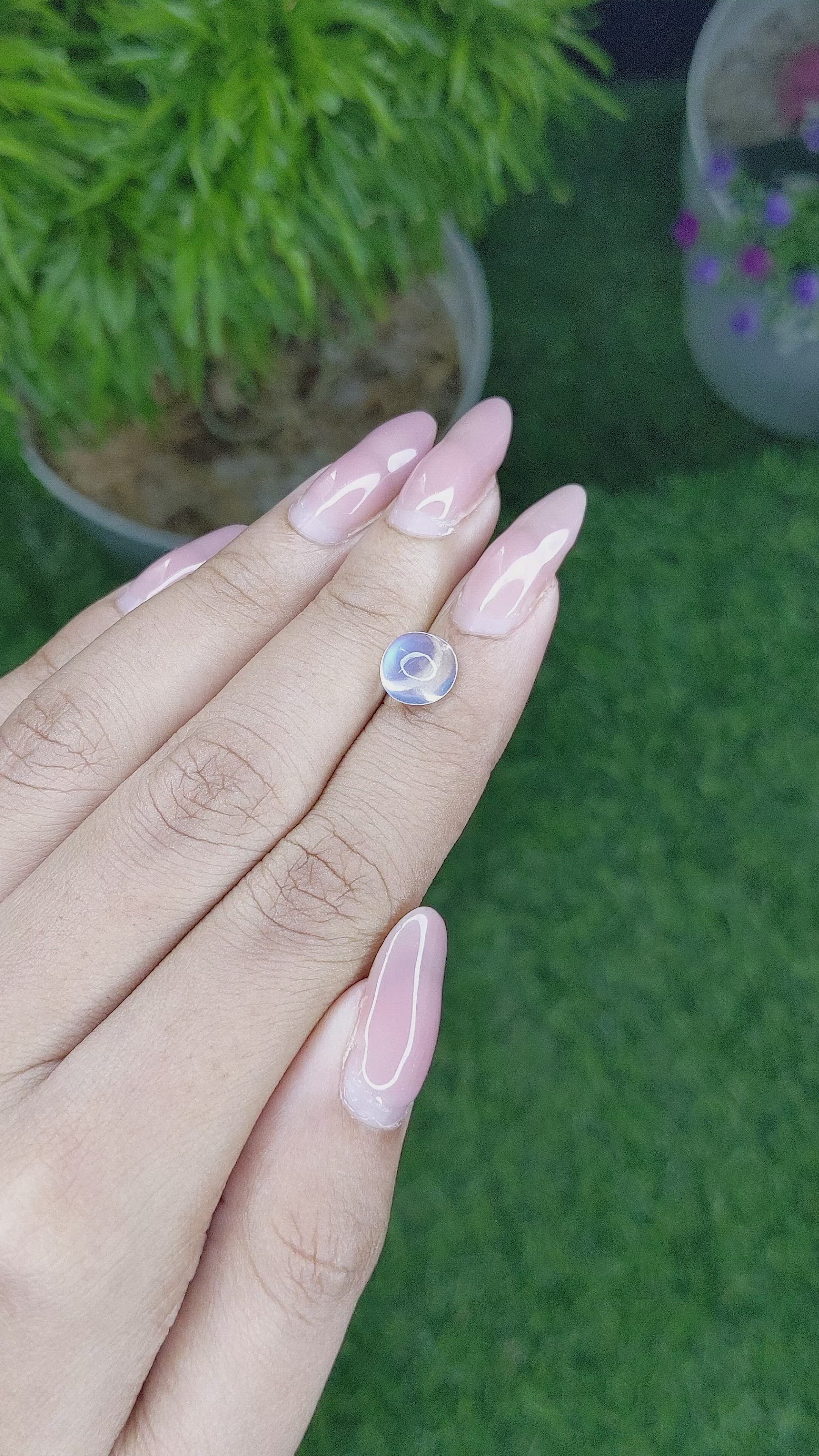 2.03 Ct. Blue Flash Cabochon Moonstone from Madagascar Size Video