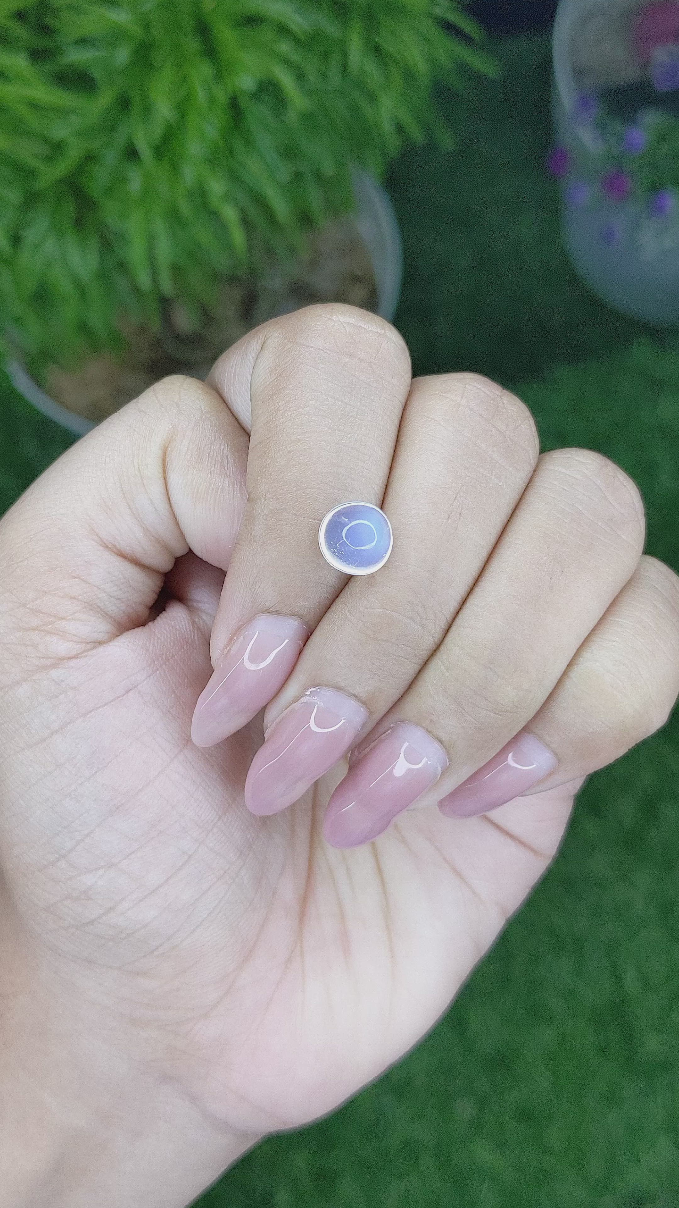 2.03 Ct. Blue Flash Cabochon Moonstone from Madagascar Size Video