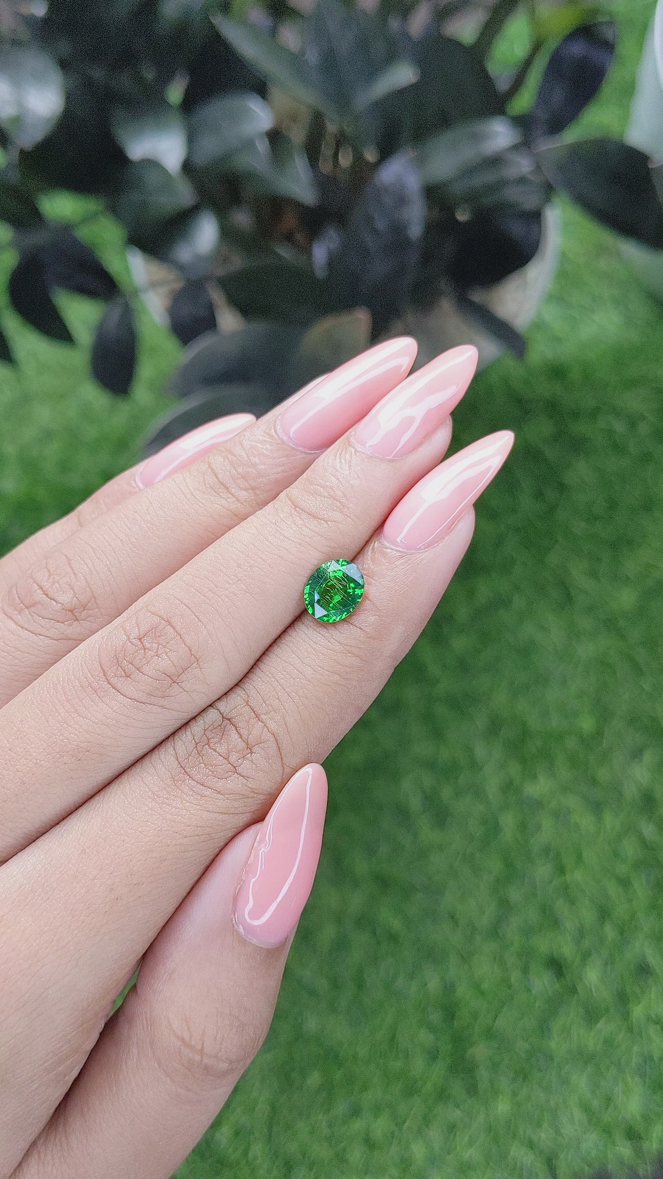 1.54 Ct. Tsavorite Garnet from Tanzania Size Video
