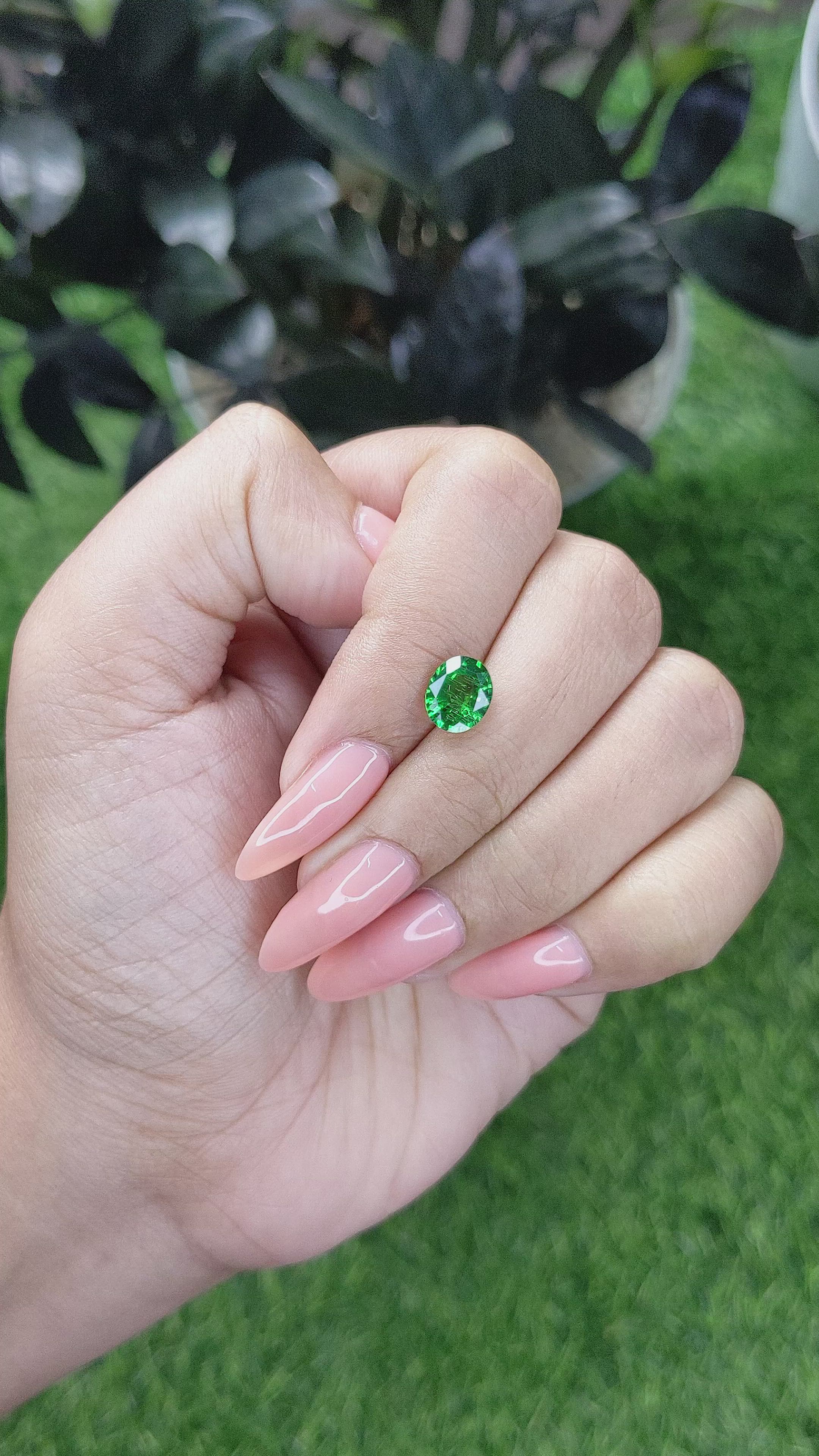 1.54 Ct. Tsavorite Garnet from Tanzania Size Video