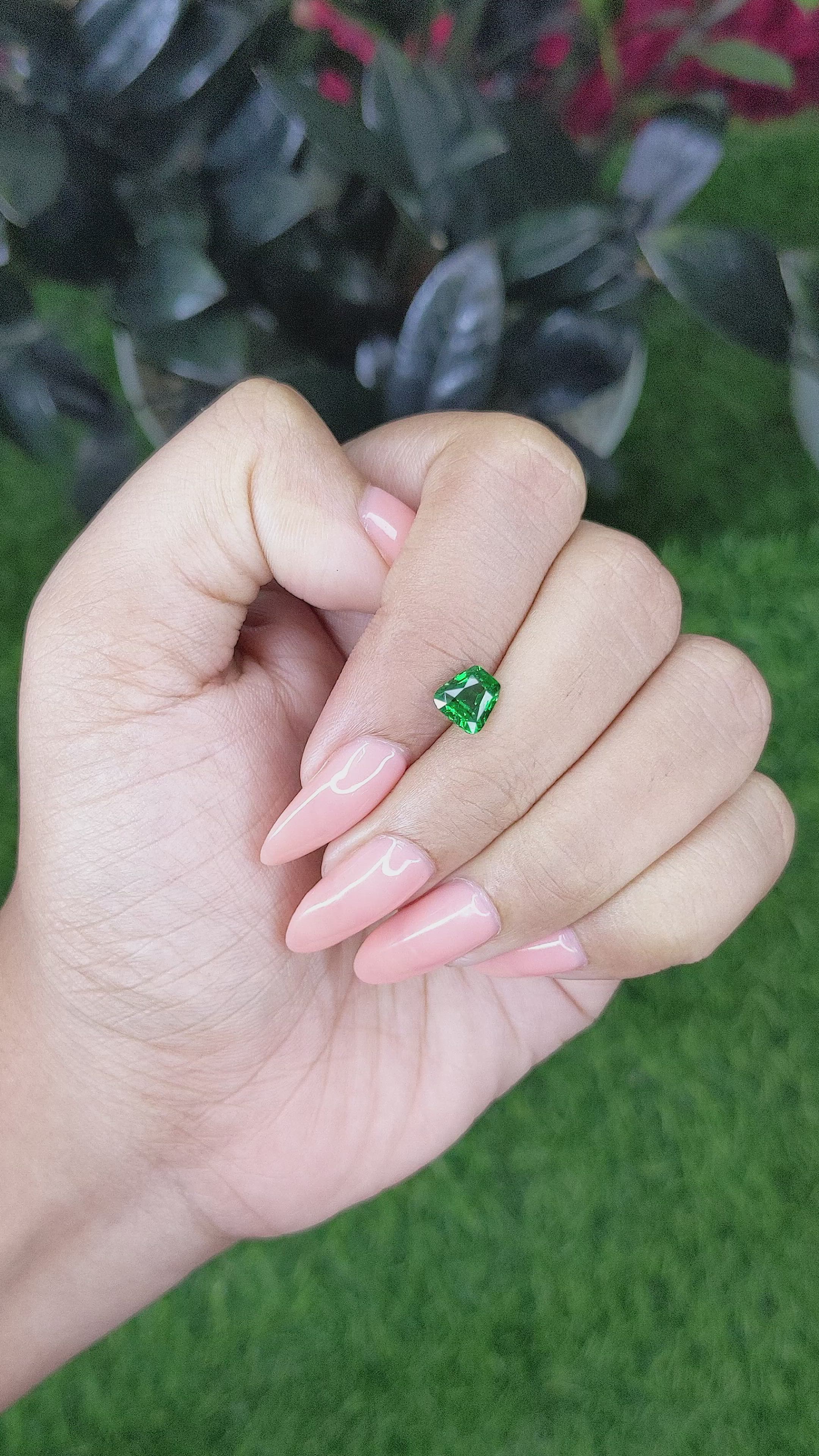 1.28 Ct. Tsavorite Garnet from Tanzania Size Video