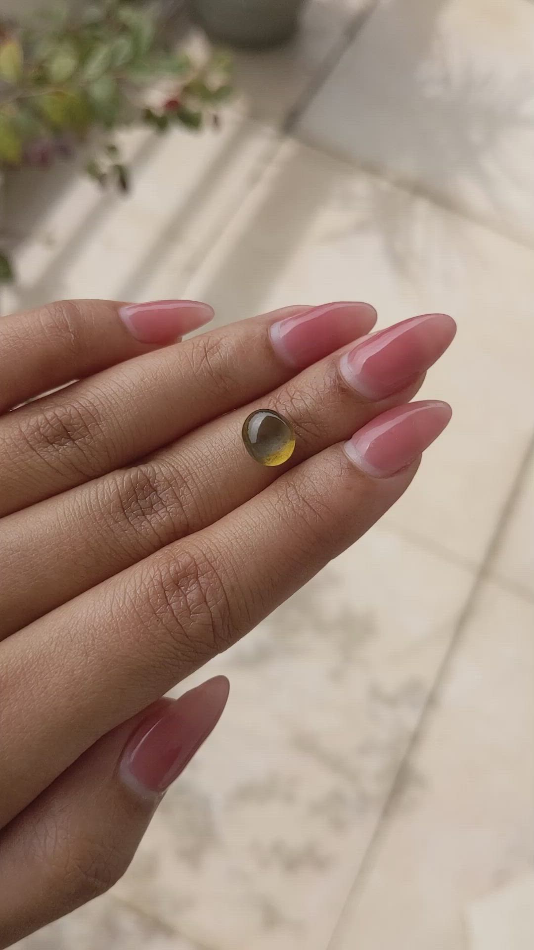 3.60 Ct. Cabochon Chrysoberyl from Ceylon (Sri Lanka) Size Video