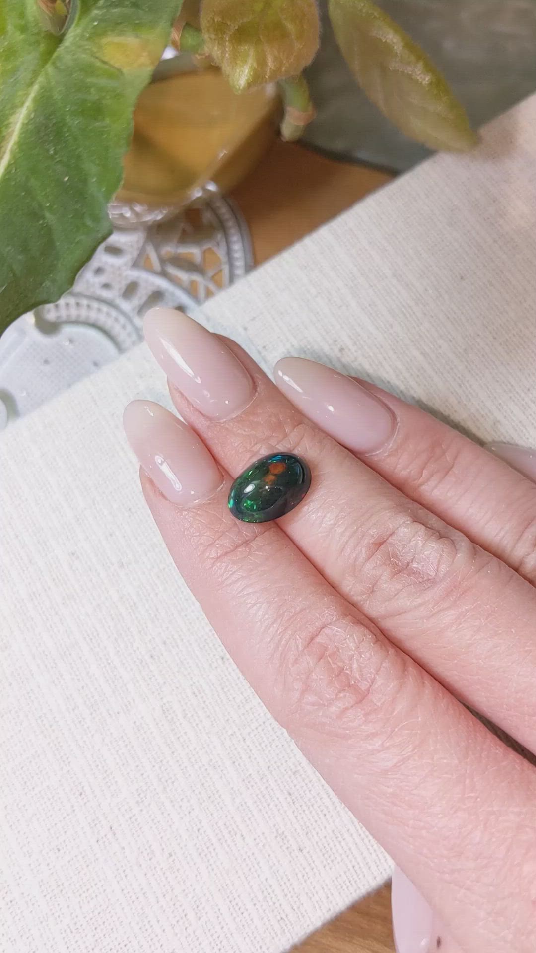 3.02 Ct. Cabochon Black Opal from Ethiopia Size Video