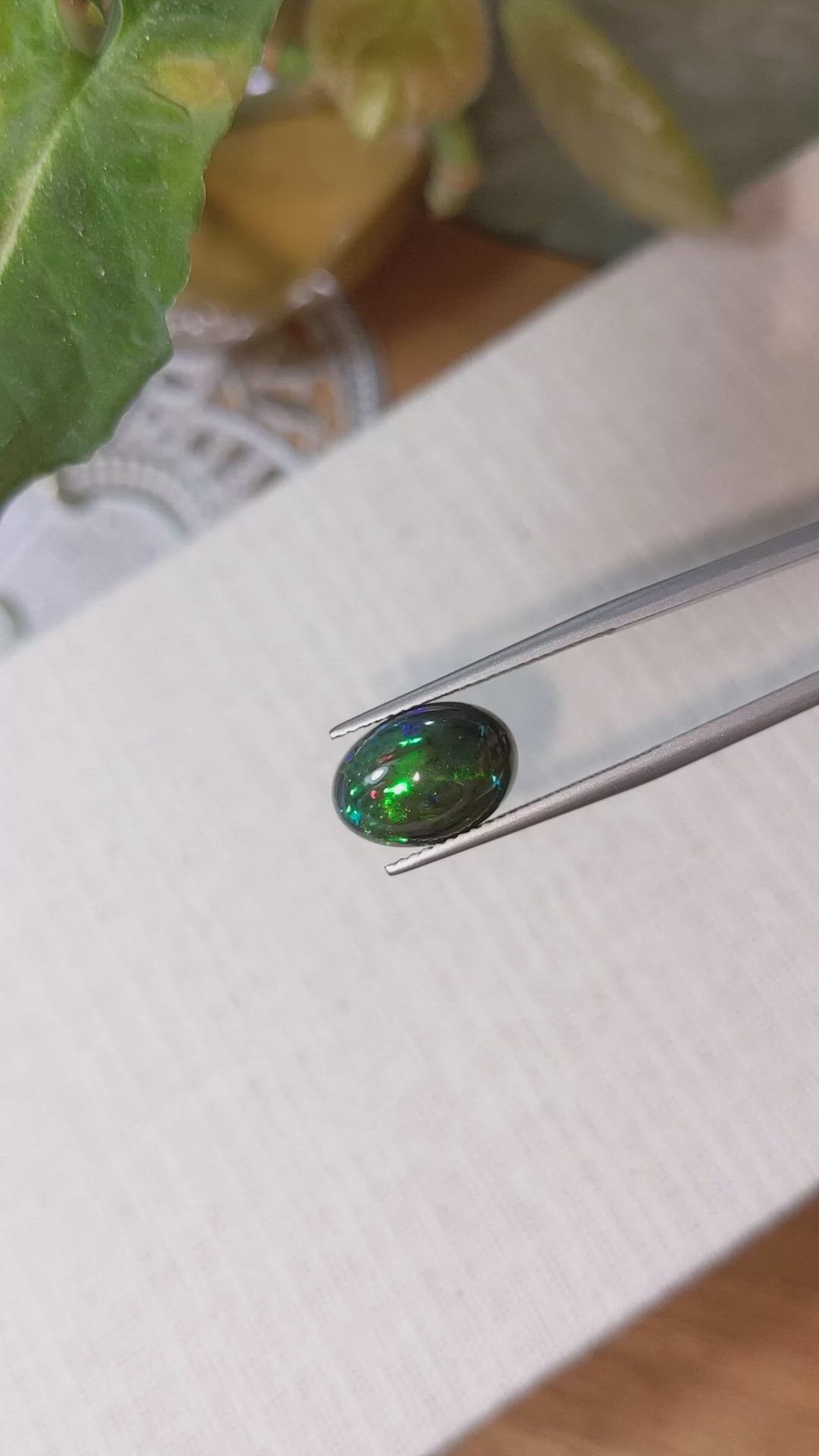 3.02 Ct. Cabochon Black Opal from Ethiopia Size Video