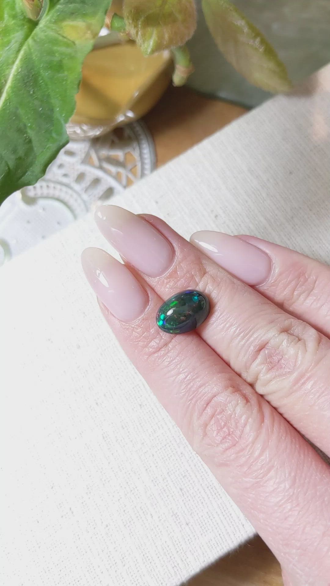 3.02 Ct. Cabochon Black Opal from Ethiopia Size Video