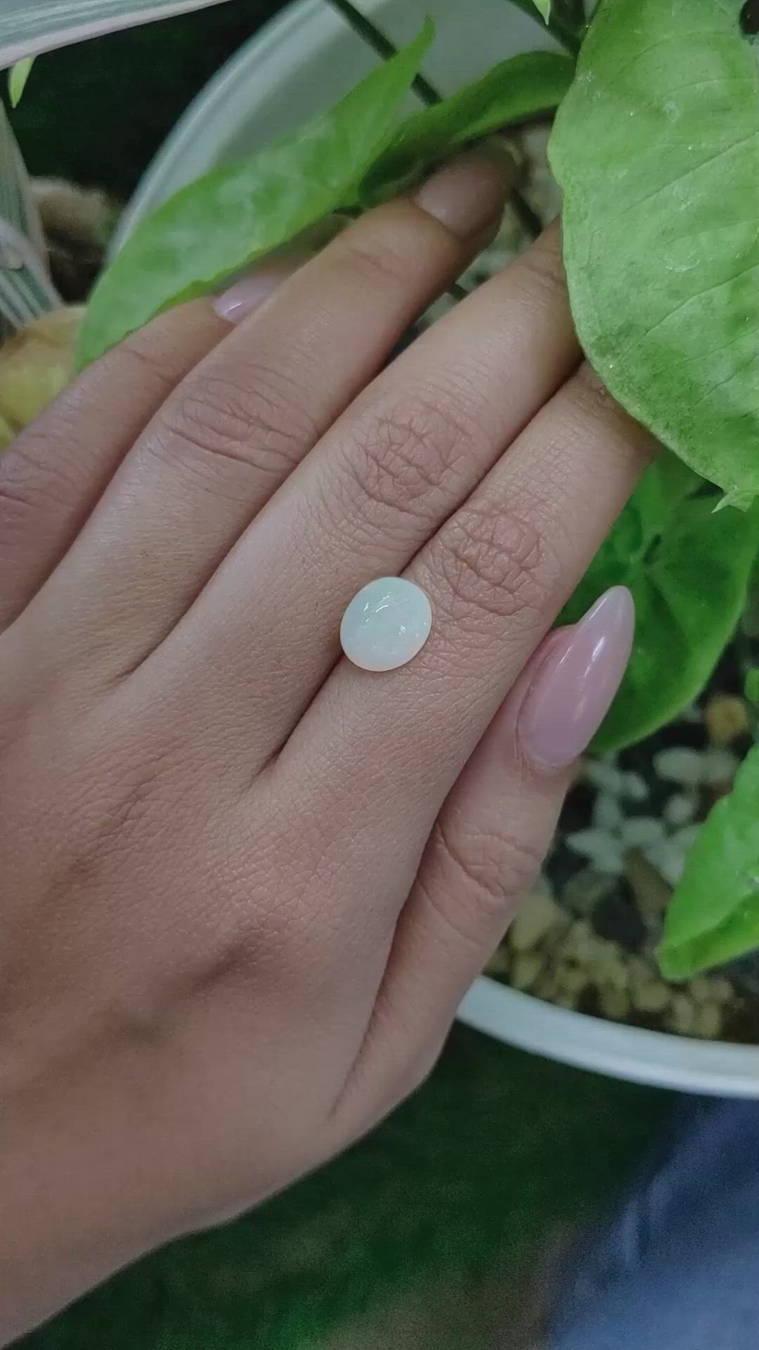 2.37 Ct. Cabochon White Opal from Brazil Size Video