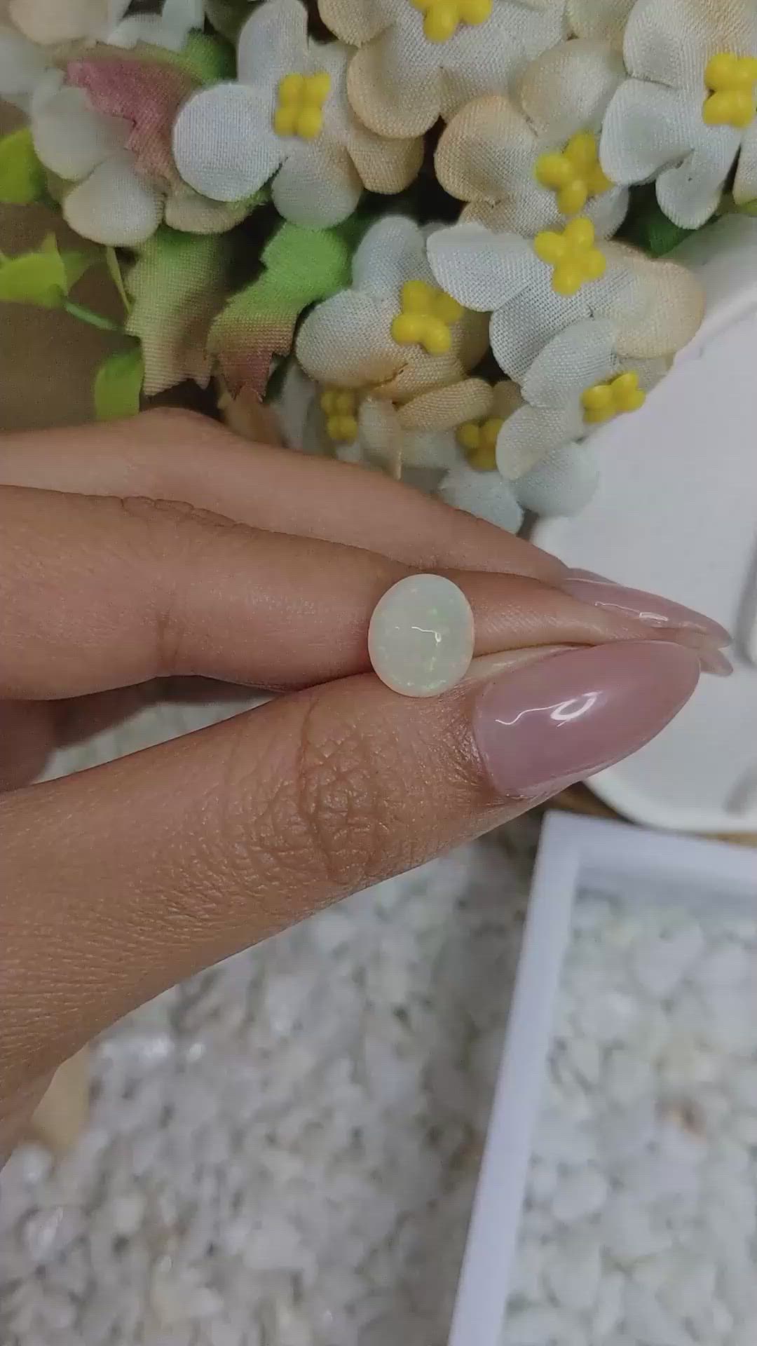 2.37 Ct. Cabochon White Opal from Brazil Size Video