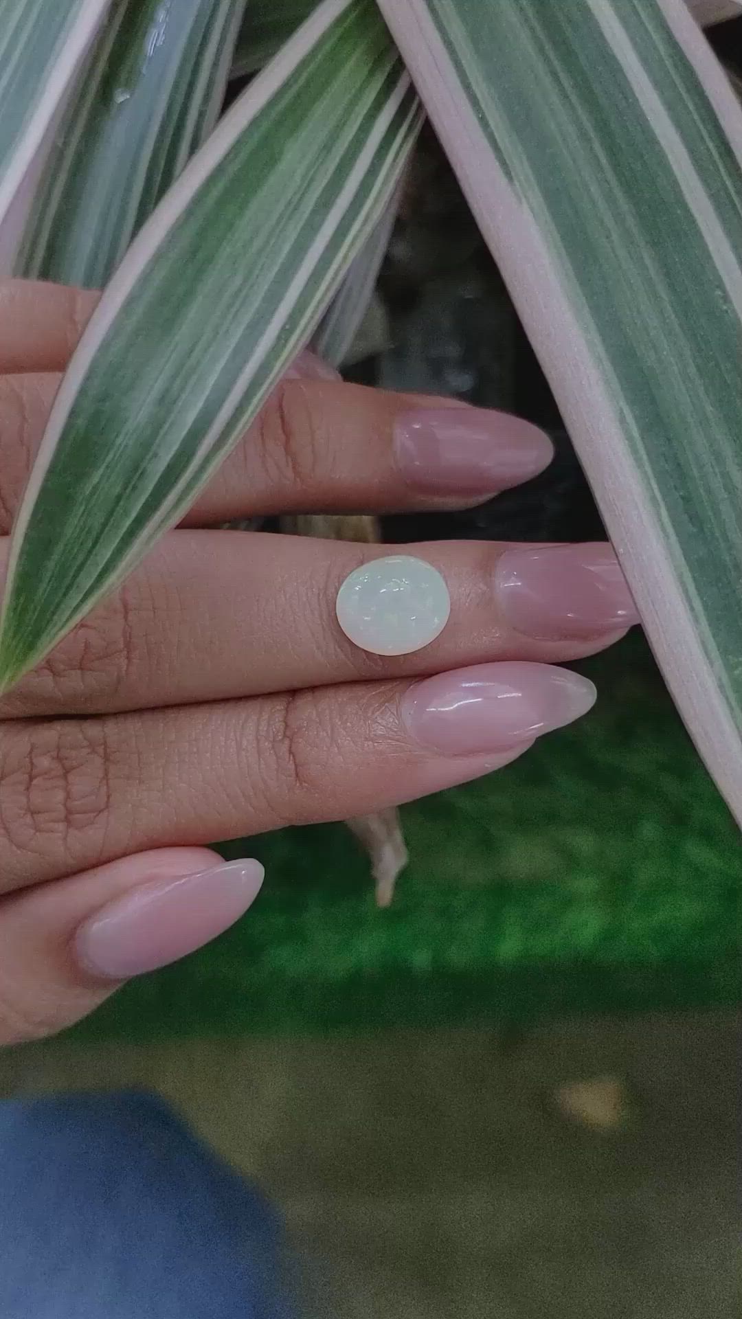 2.37 Ct. Cabochon White Opal from Brazil Size Video