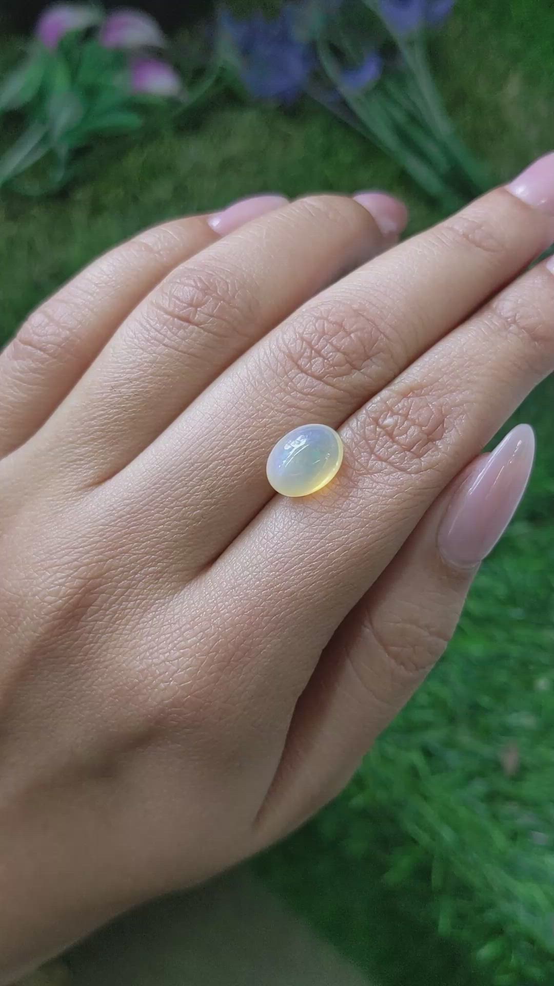 2.27 Ct. Cabochon White Opal from Brazil Size Video