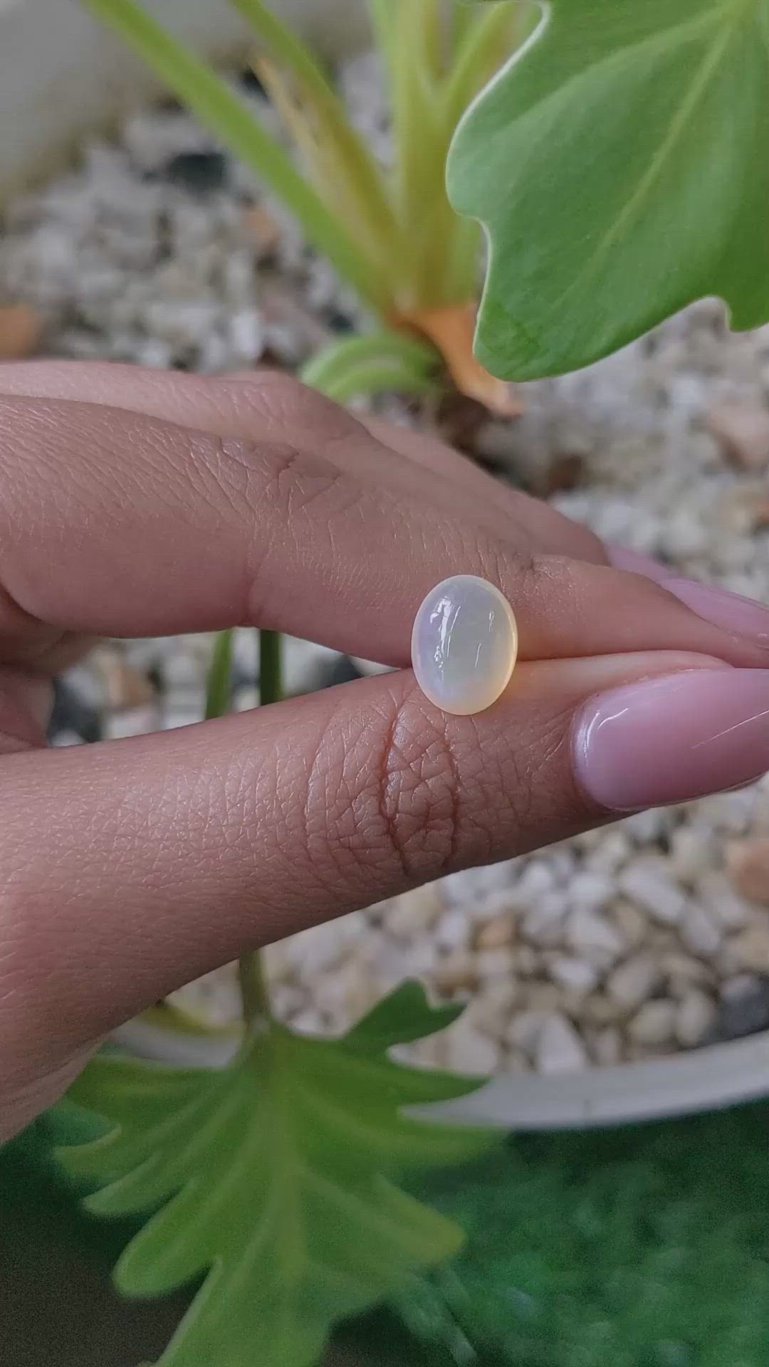 2.27 Ct. Cabochon White Opal from Brazil Size Video