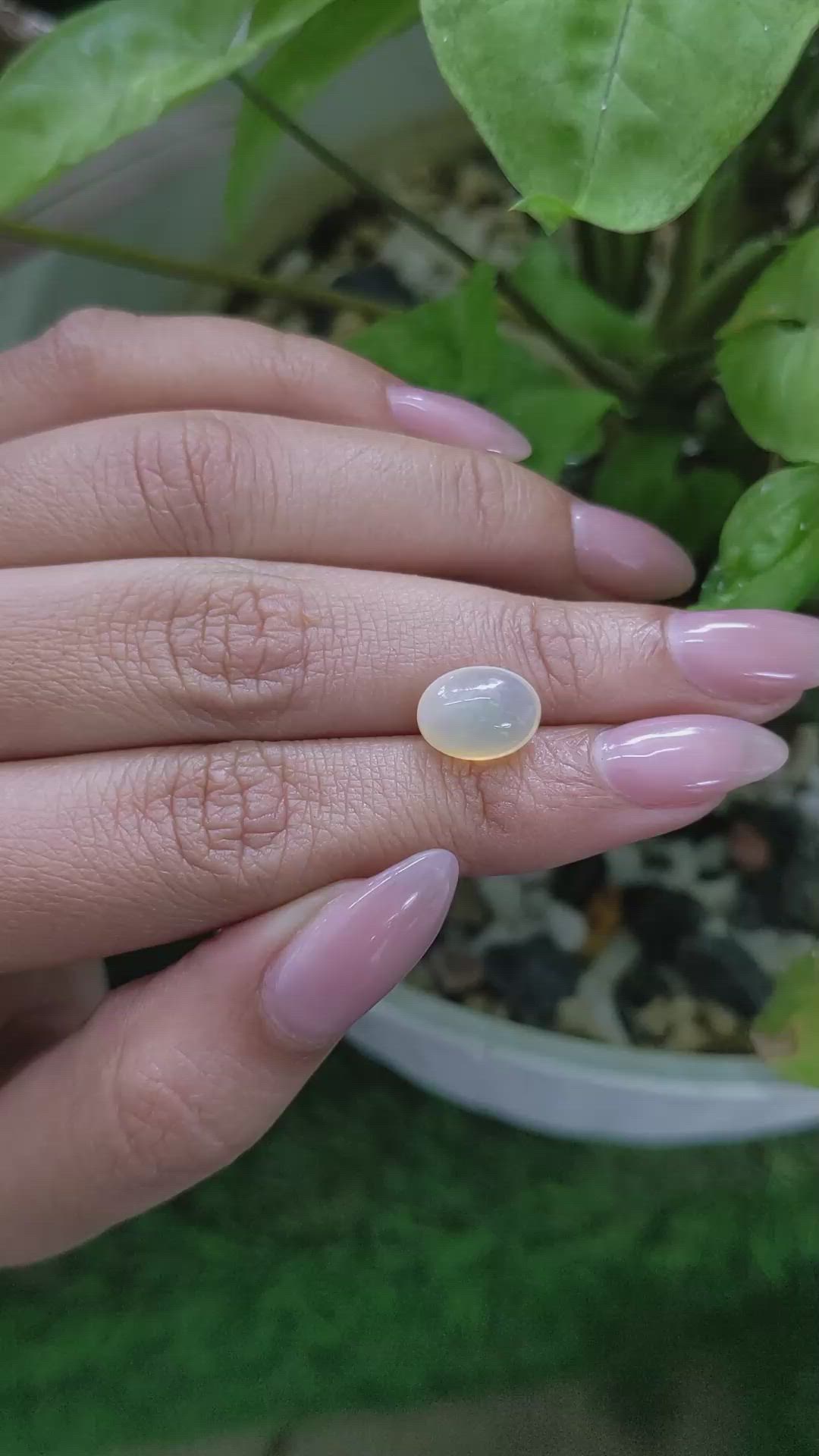 2.27 Ct. Cabochon White Opal from Brazil Size Video