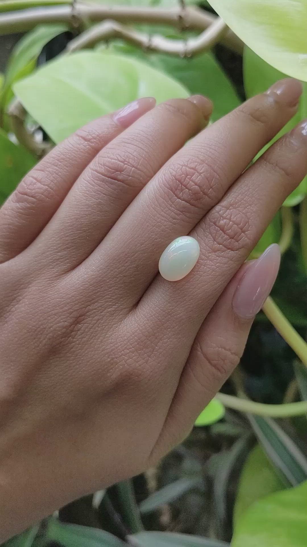 2.52 Ct. Cabochon White Opal from Brazil Size Video