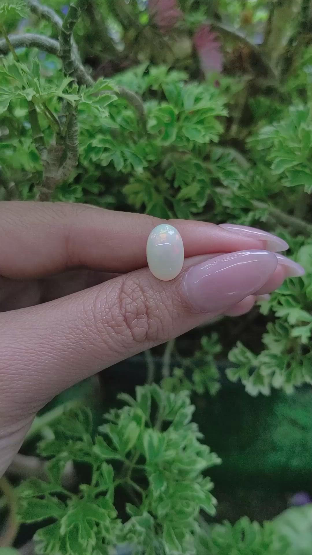 2.52 Ct. Cabochon White Opal from Brazil Size Video