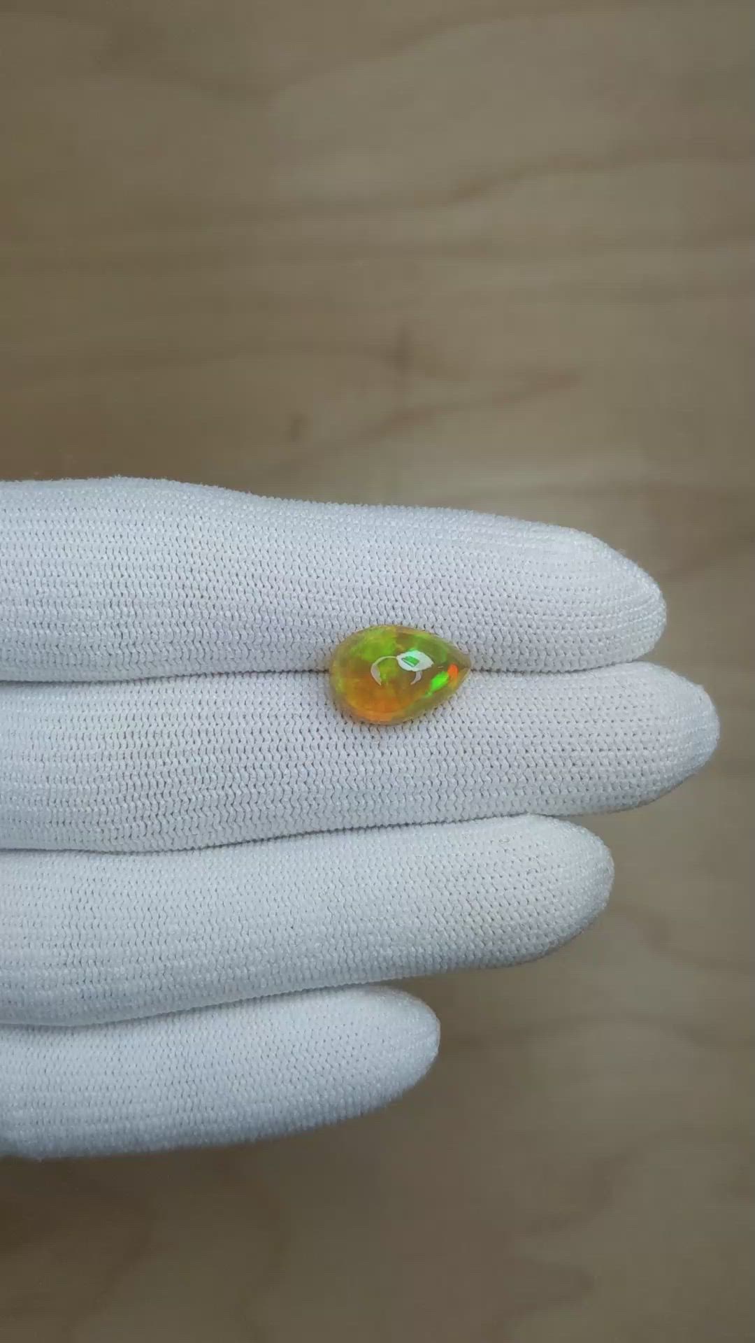 3.28 Ct. Cabochon Jelly Opal from Ethiopia Size Video