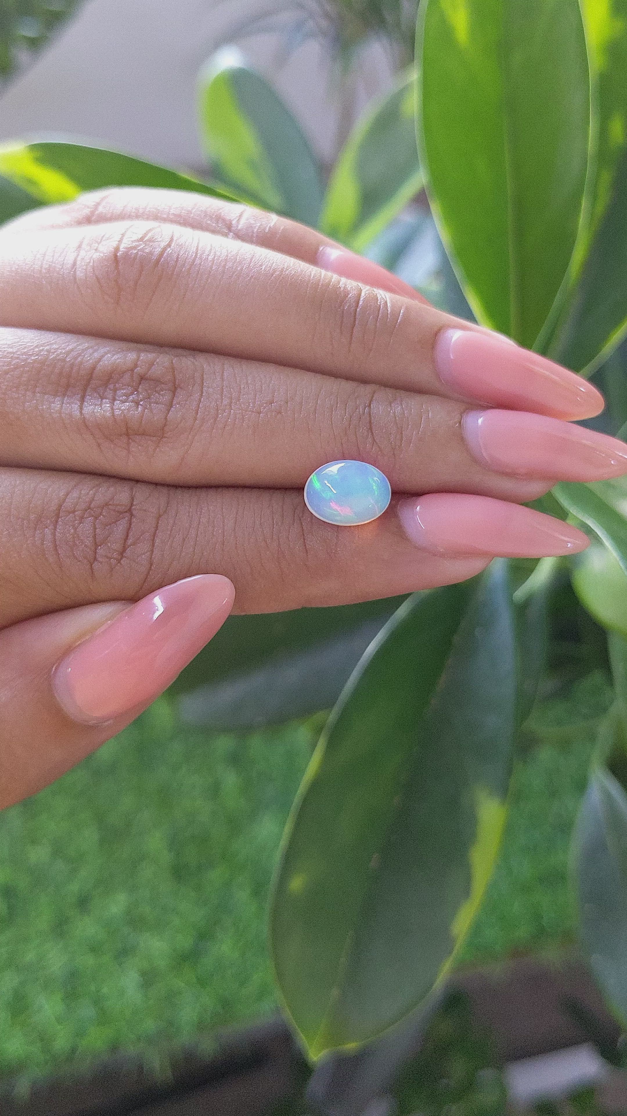 1.58 Ct. Multi Color Cabochon White Opal from Ethiopia Size Video