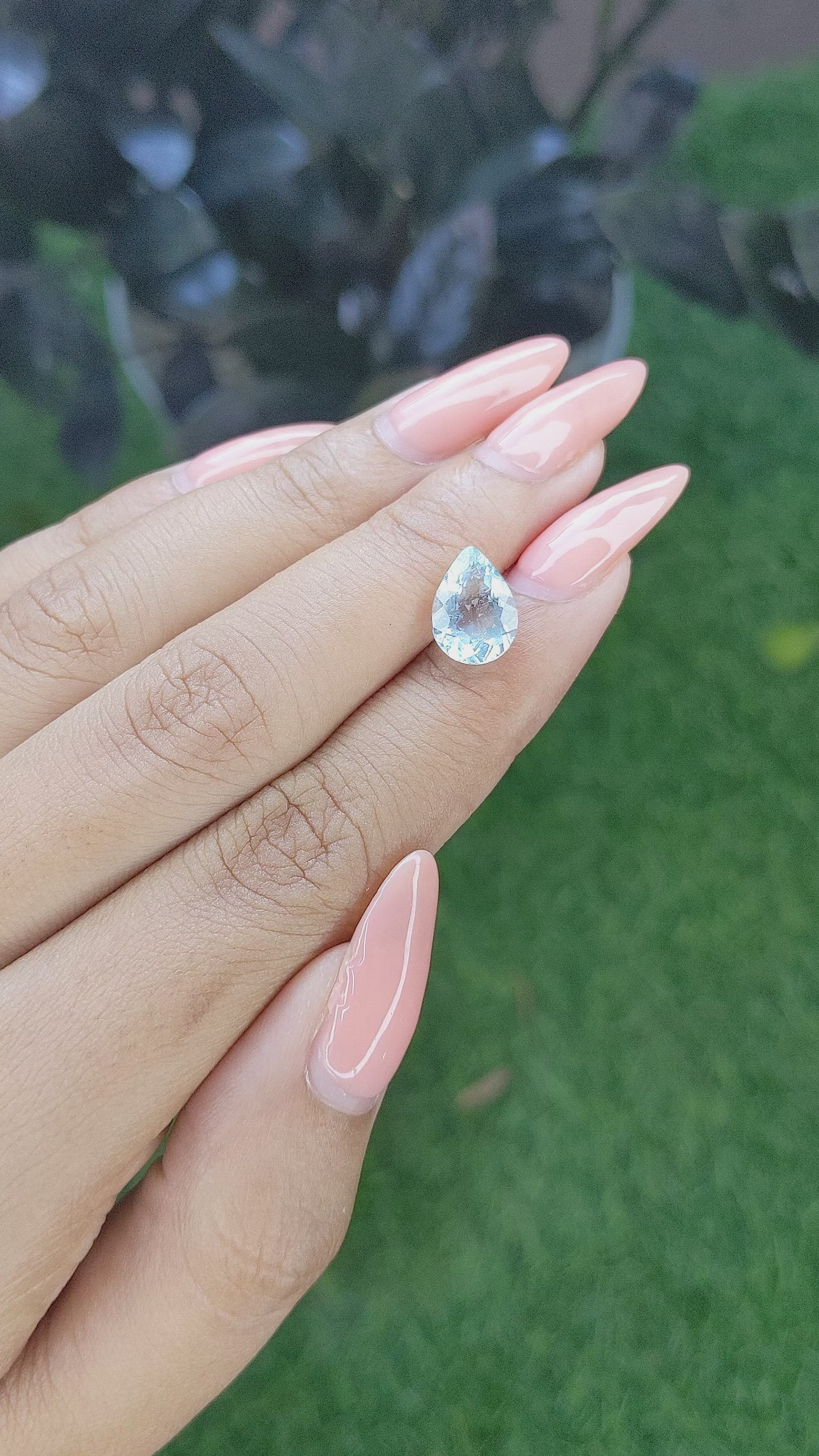 2.38 Ct. Blue Aquamarine from Ceylon (Sri Lanka) Size Video