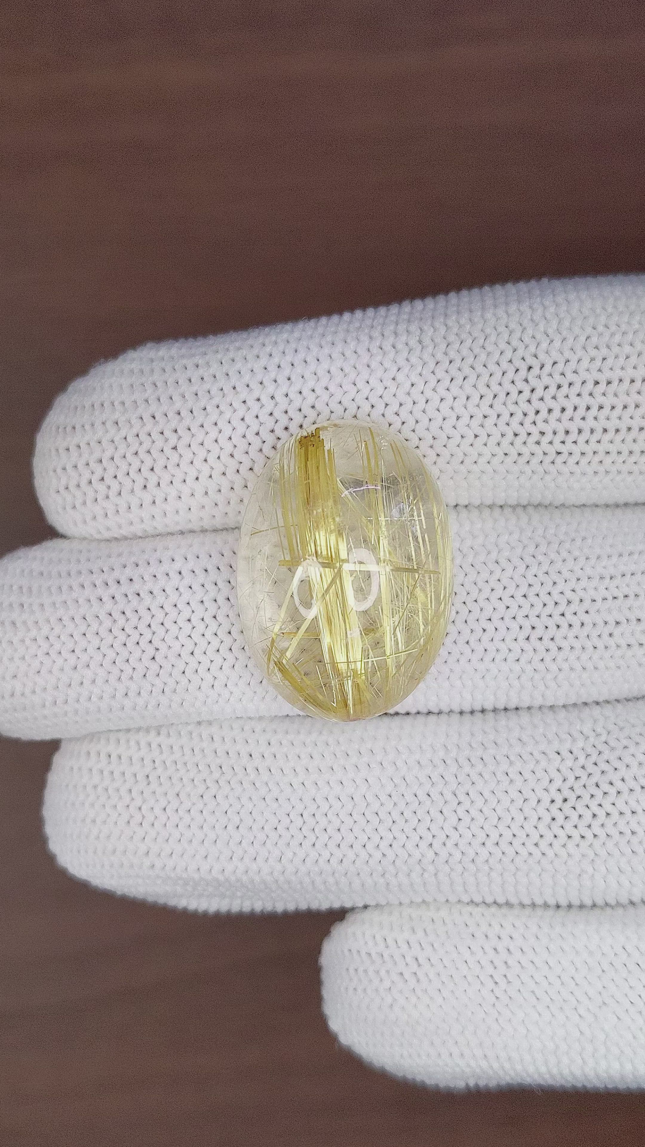 33.09 Ct. Yellow Cabochon Rutilated Quartz from Madagascar Size Video