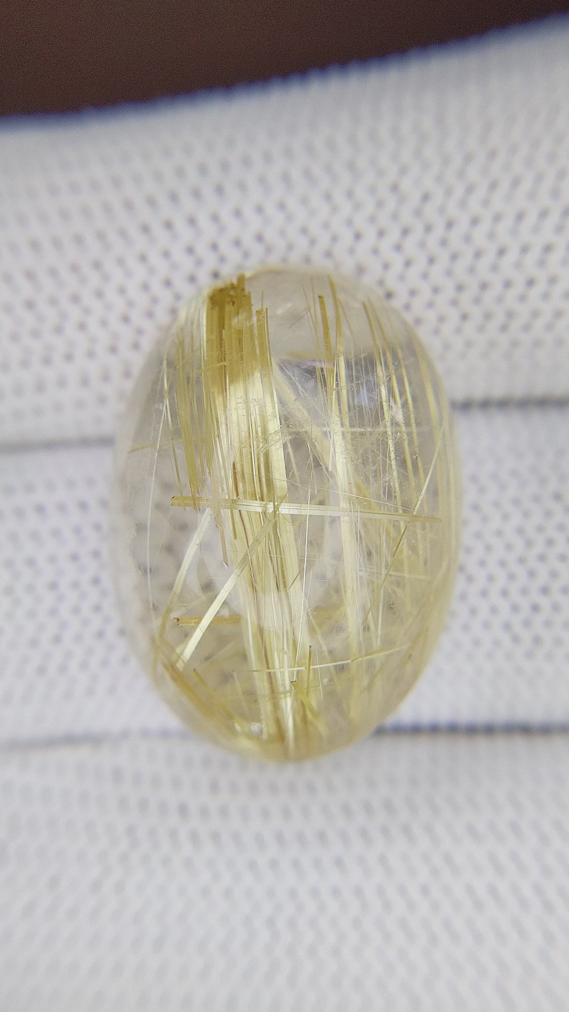 33.09 Ct. Yellow Cabochon Rutilated Quartz from Madagascar Size Video