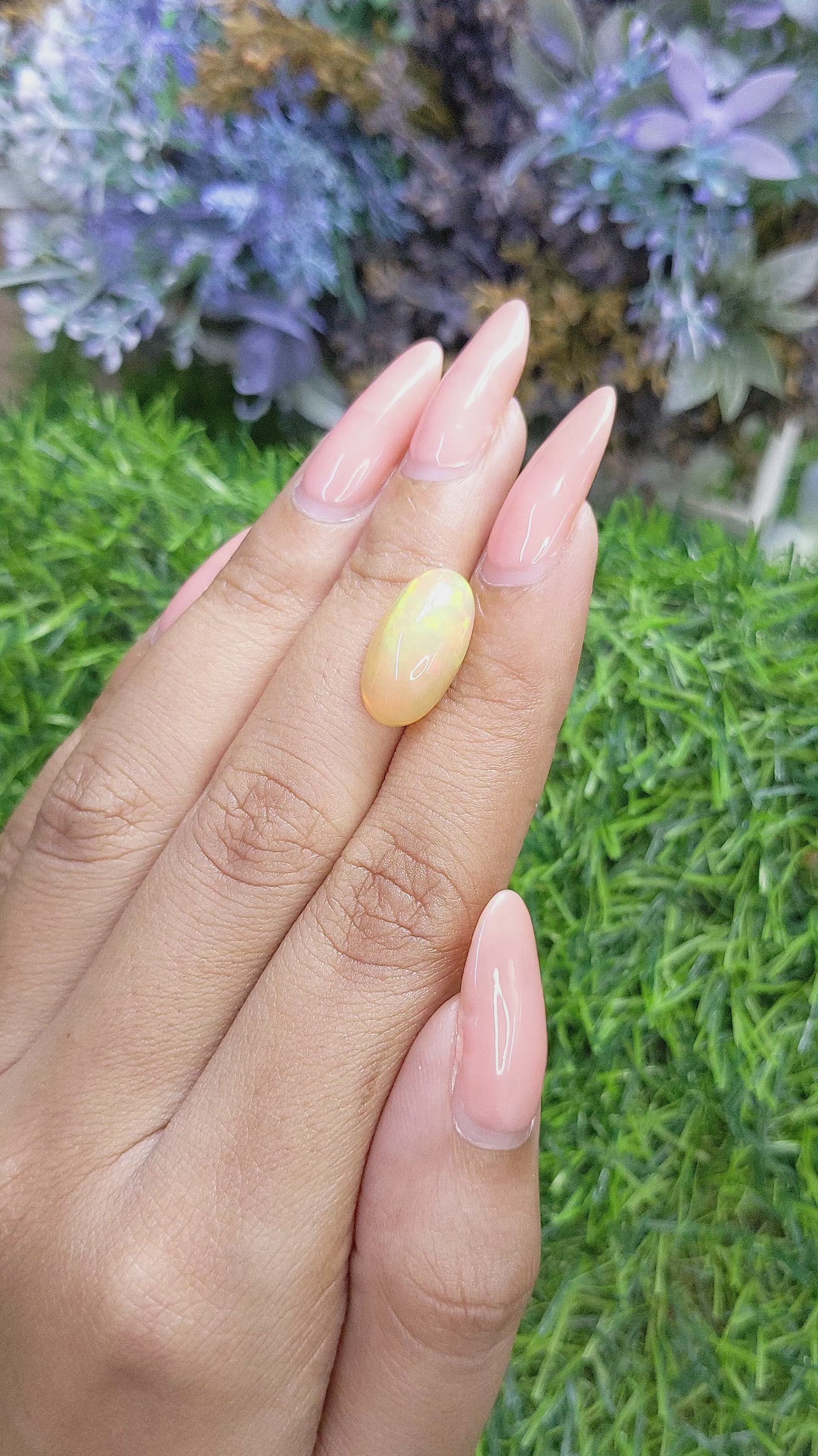 5.34 Ct. Multi Color Cabochon White Opal from Ethiopia Size Video