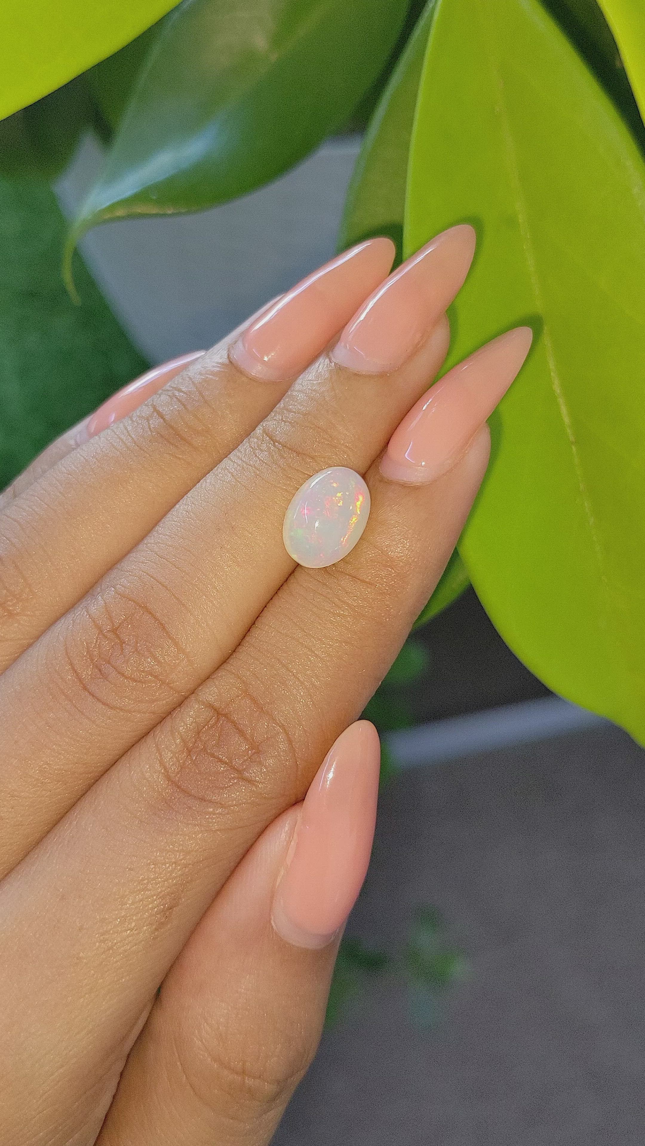 2.51 Ct. Multi Color Cabochon White Opal from Ethiopia Size Video