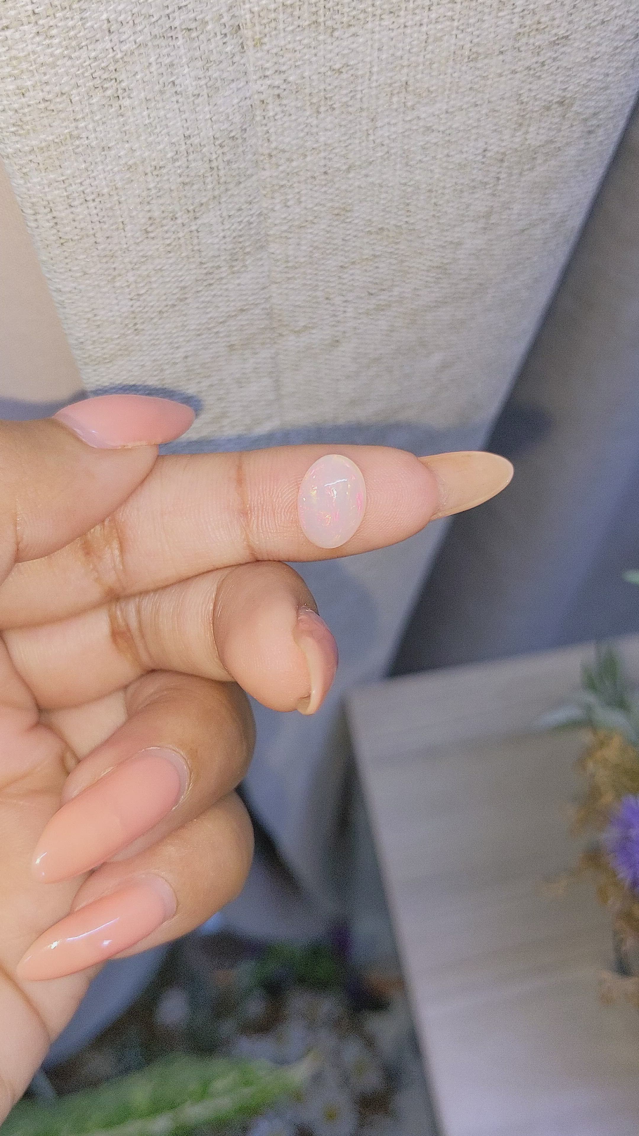 2.51 Ct. Multi Color Cabochon White Opal from Ethiopia Size Video