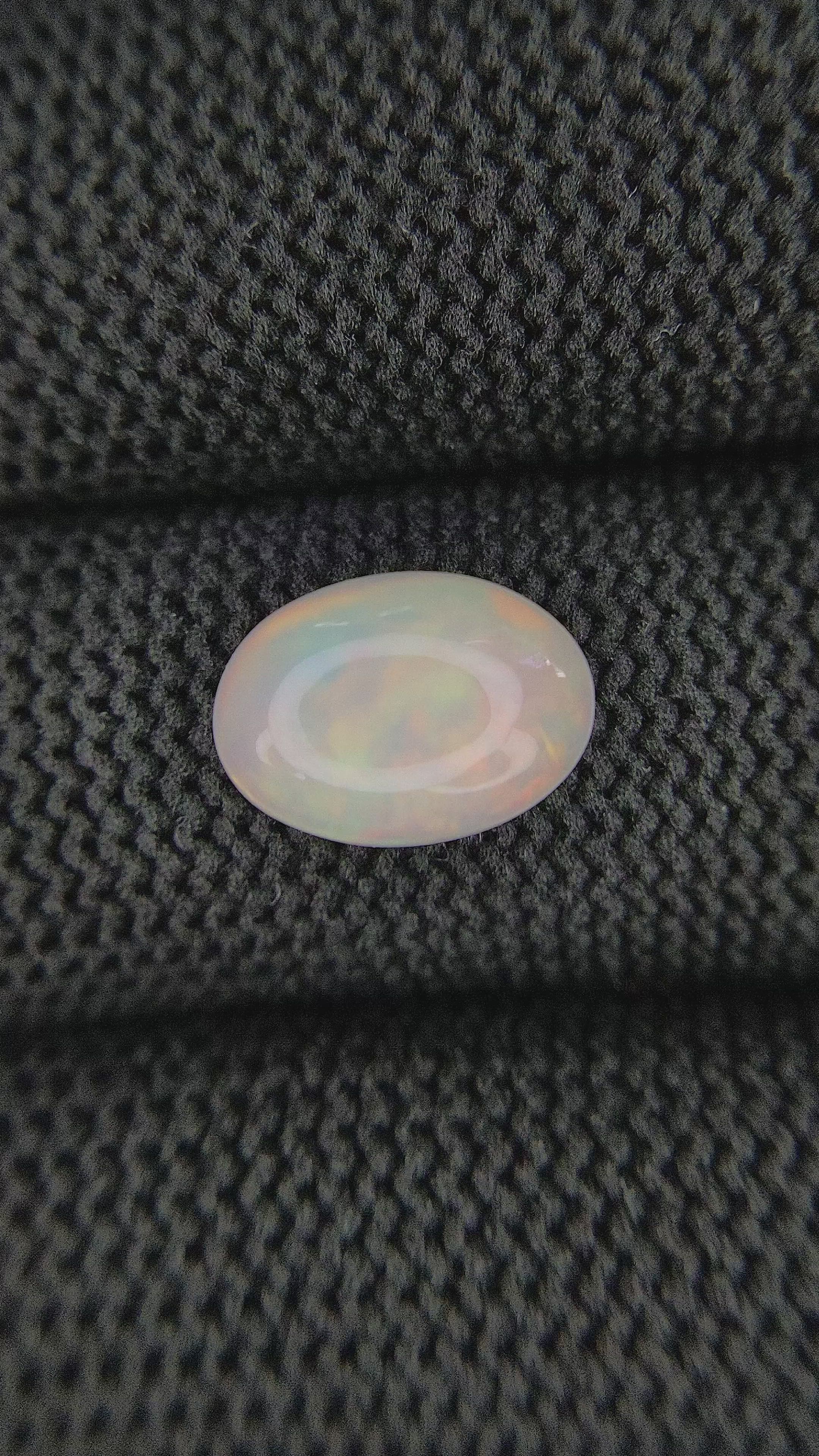 2.51 Ct. Multi Color Cabochon White Opal from Ethiopia Size Video