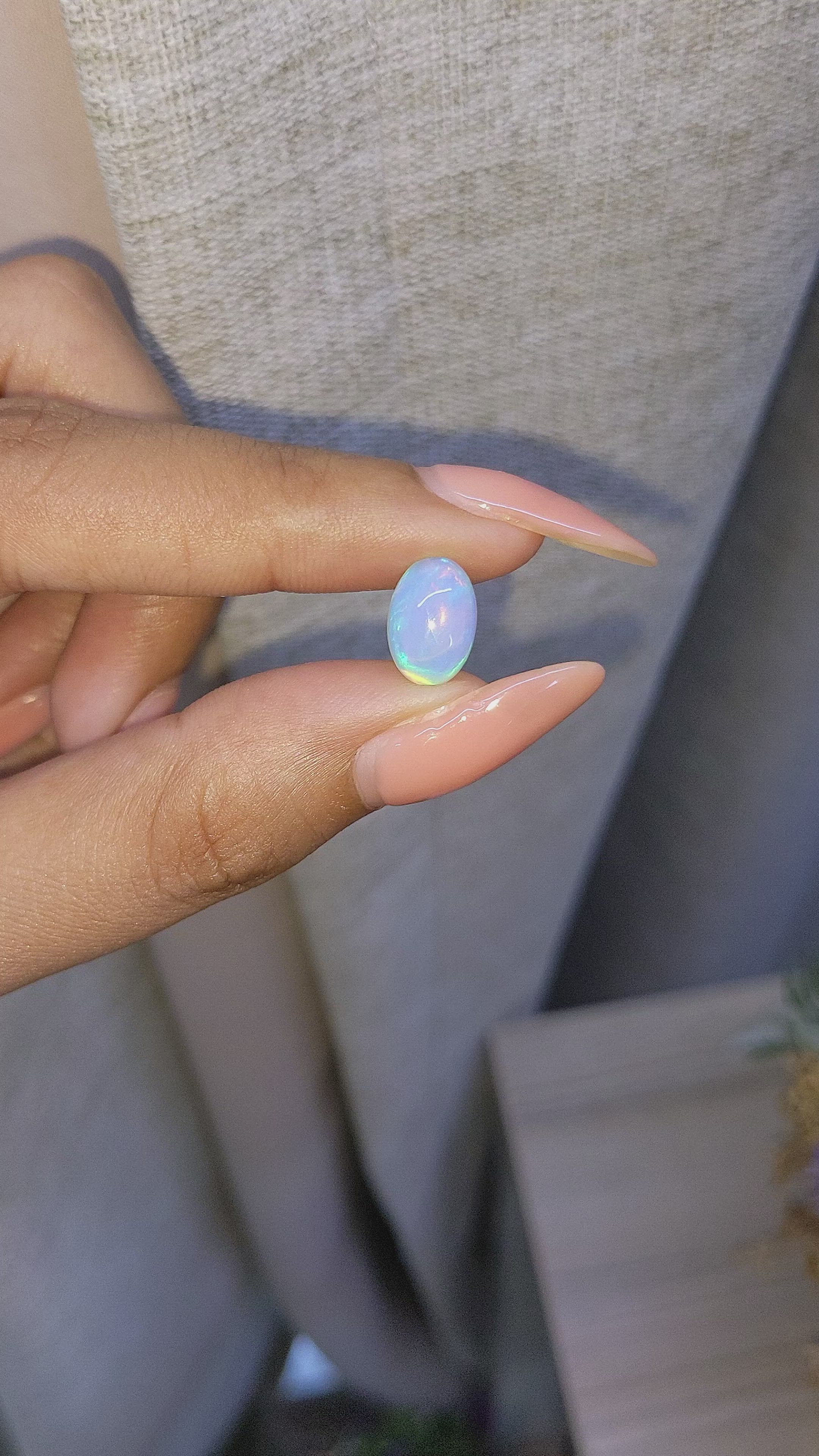 2.13 Ct. Multi Color Cabochon White Opal from Ethiopia Size Video