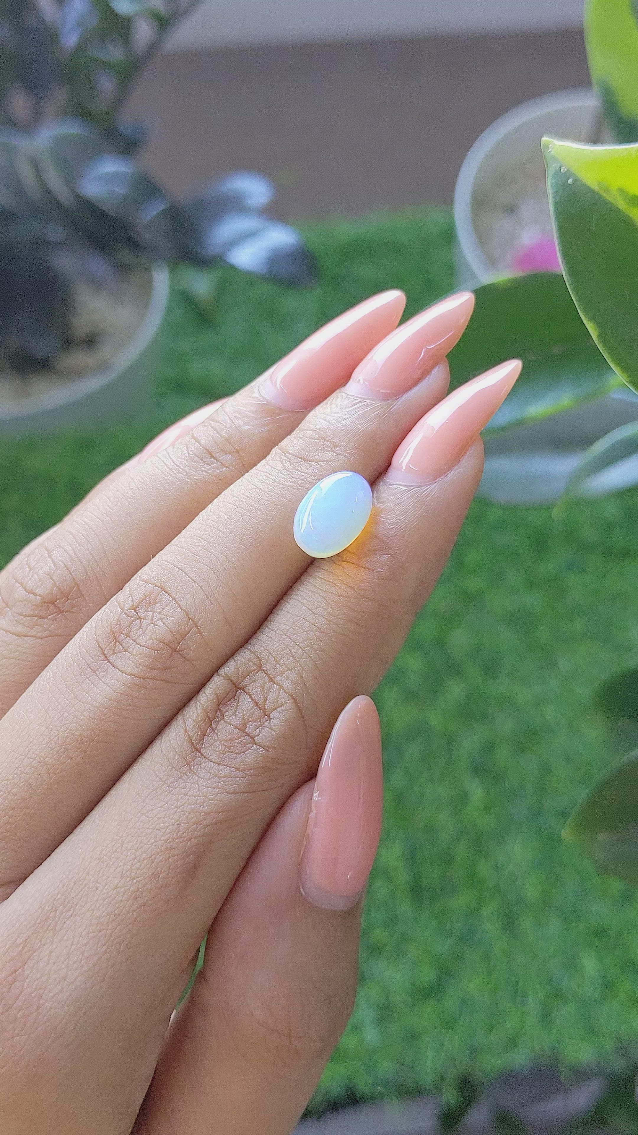 2.13 Ct. Multi Color Cabochon White Opal from Ethiopia Size Video