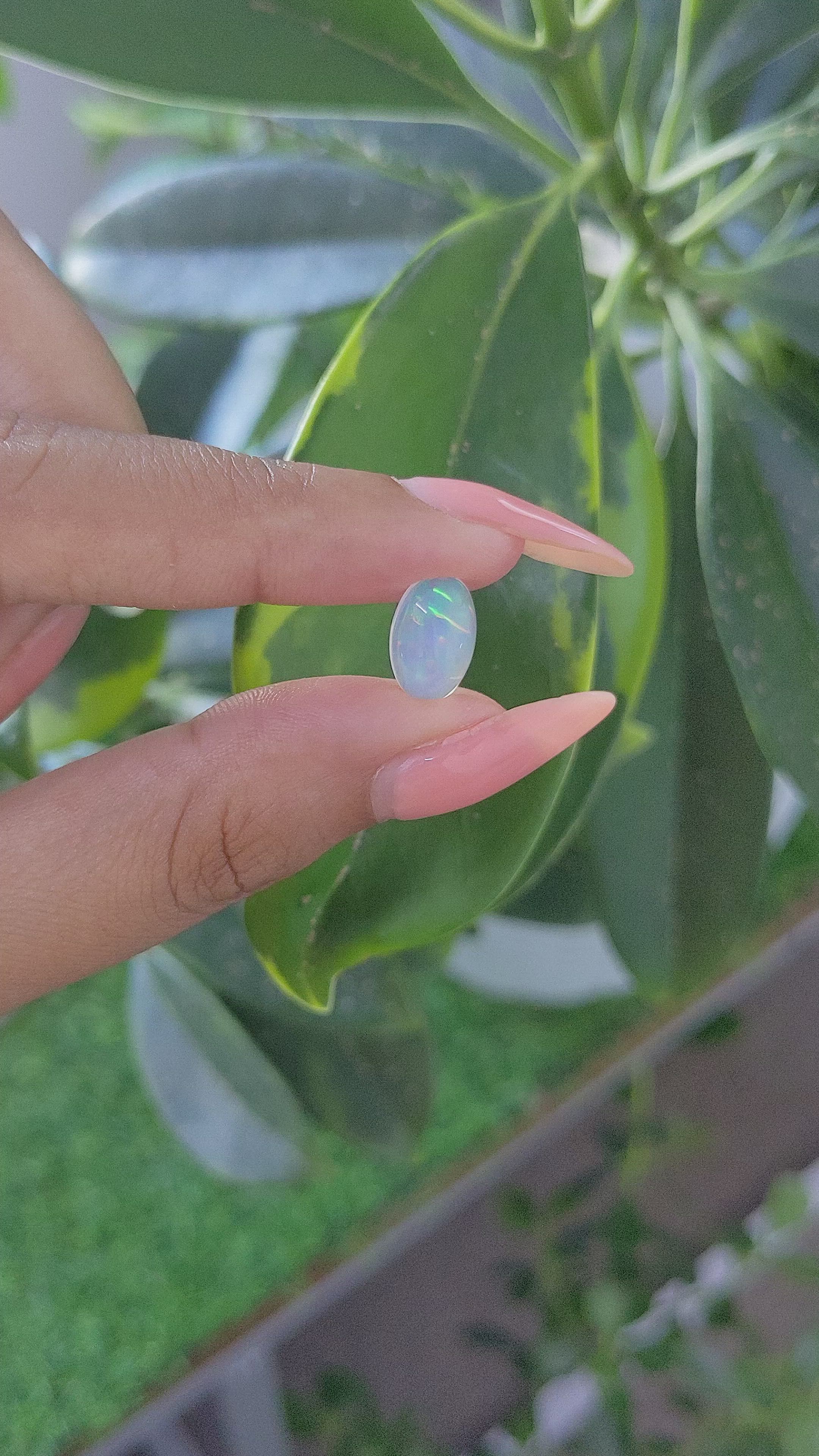 1.76 Ct. Multi Color Cabochon White Opal from Ethiopia Size Video