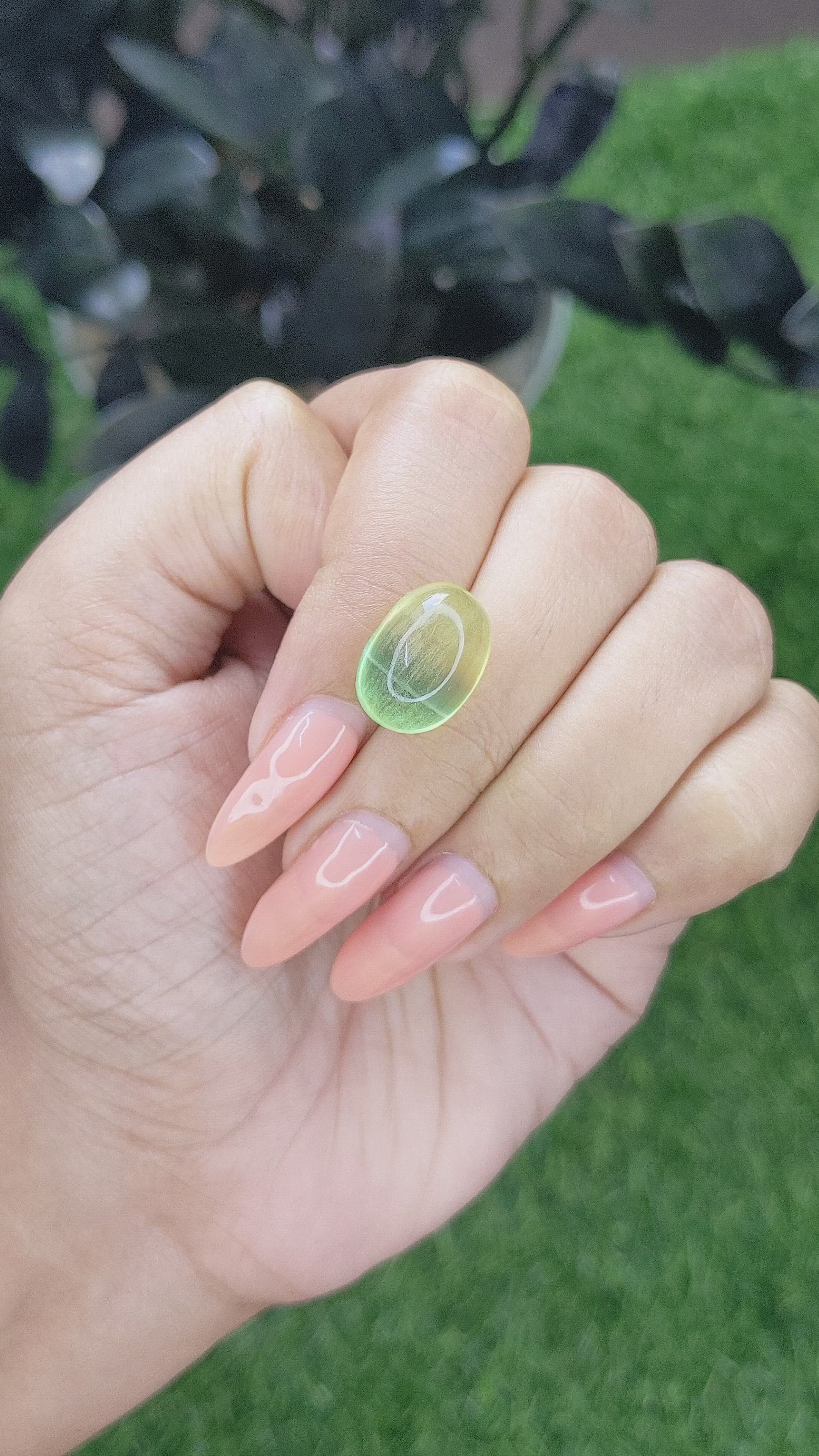 11.58 Ct. Bi Color Cabochon Fluorite from Ceylon (Sri Lanka) Size Video