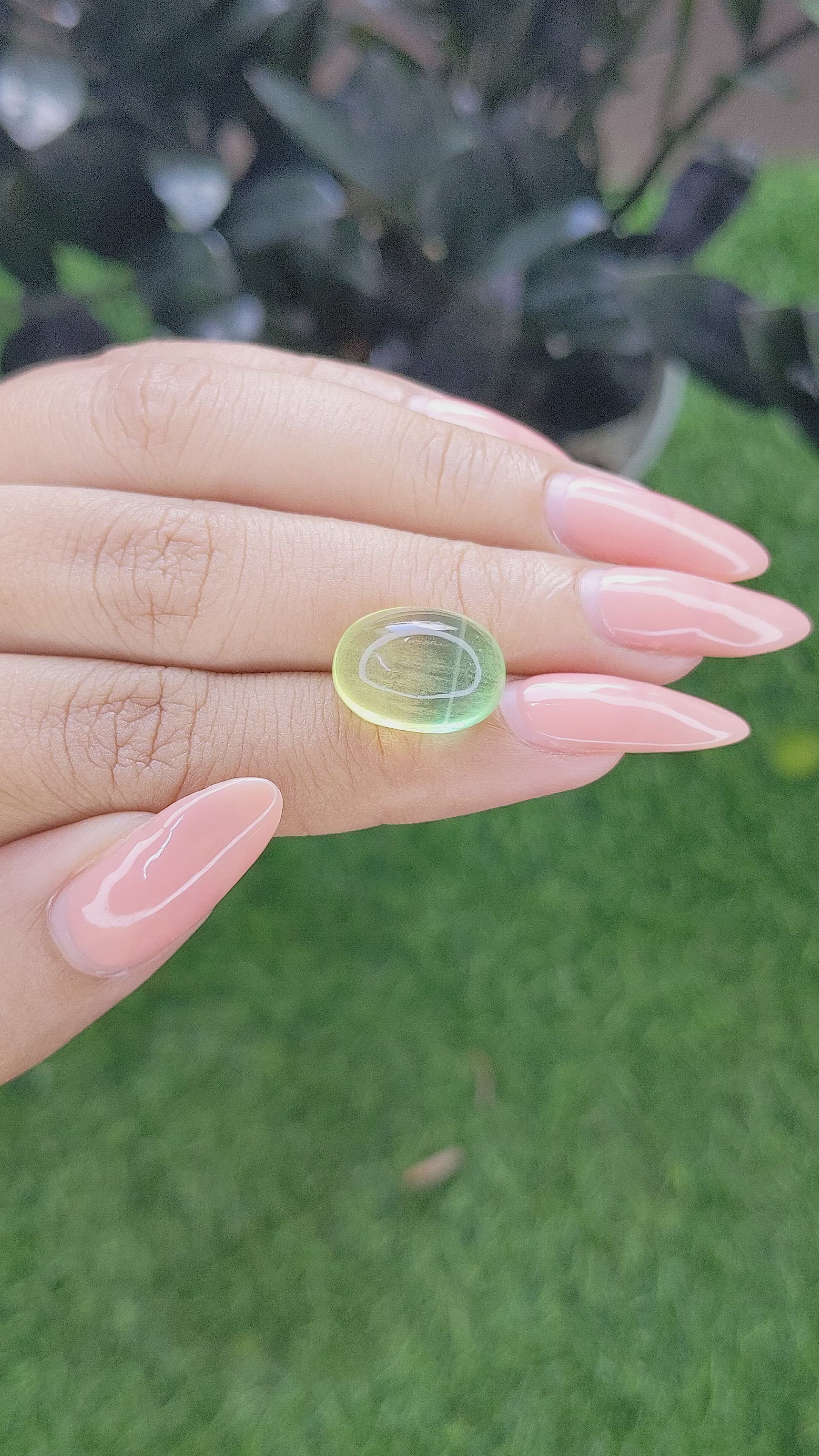 11.58 Ct. Bi Color Cabochon Fluorite from Ceylon (Sri Lanka) Size Video