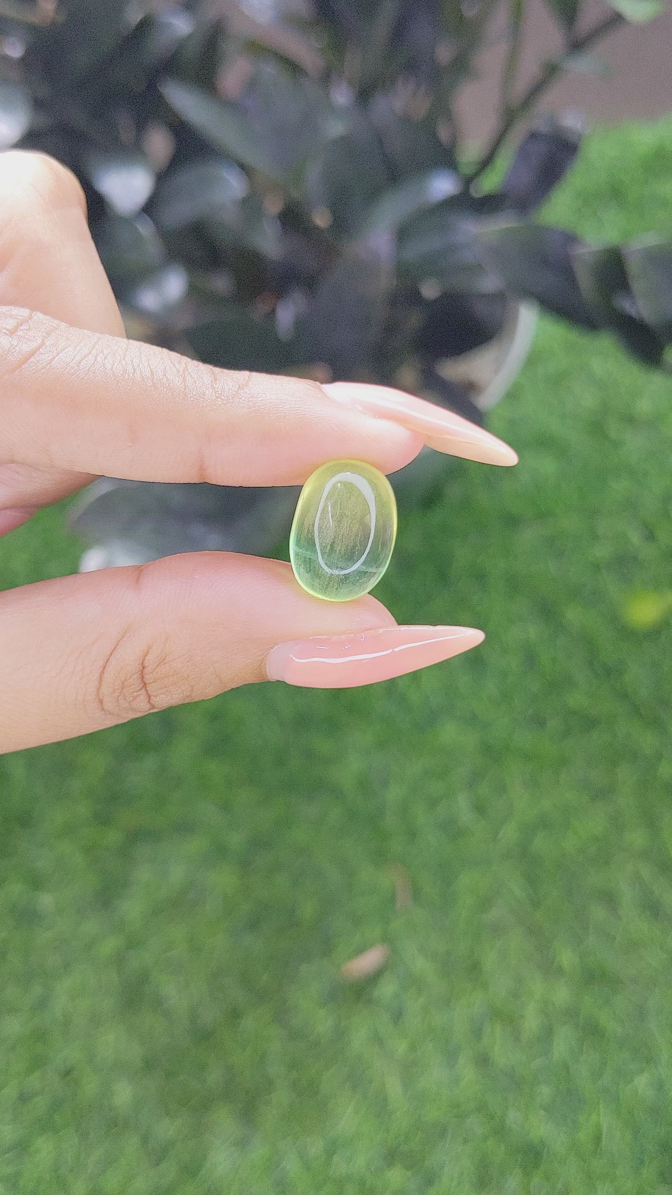 11.58 Ct. Bi Color Cabochon Fluorite from Ceylon (Sri Lanka) Size Video