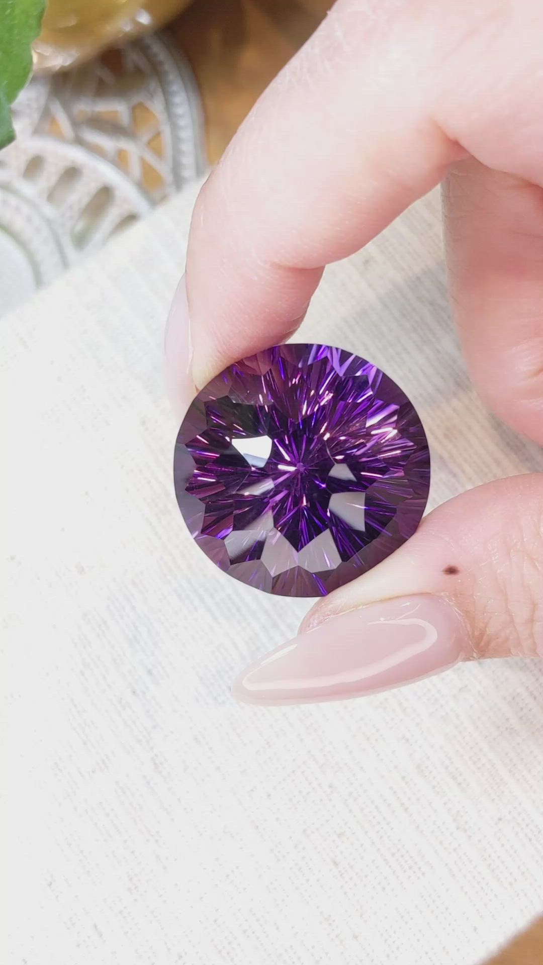 55.64 Ct. Amethyst from Brazil Size Video