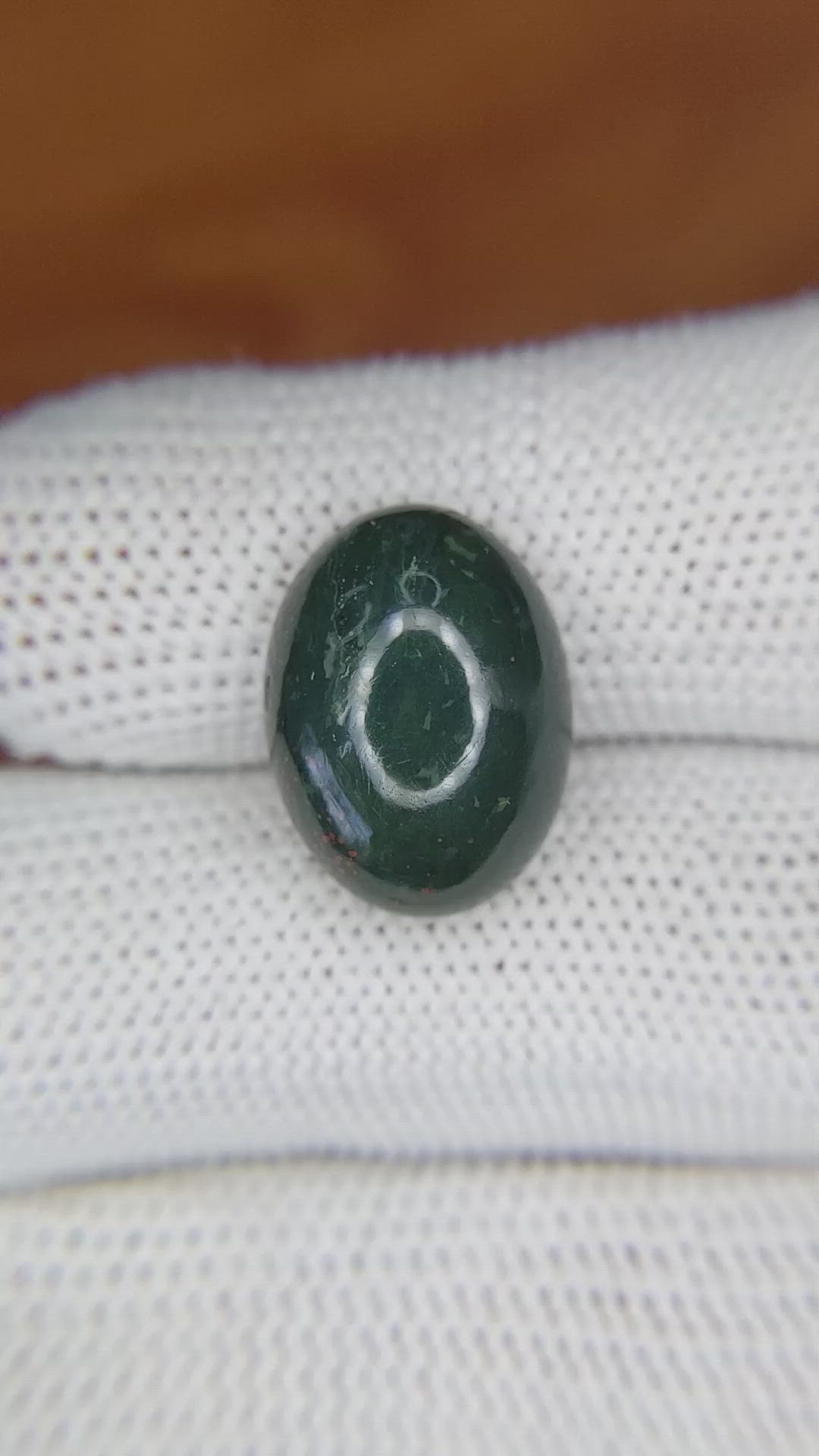 8.98 Ct. Green with Red Spots Cabochon Bloodstone (Heliotrope) from Brazil Size Video