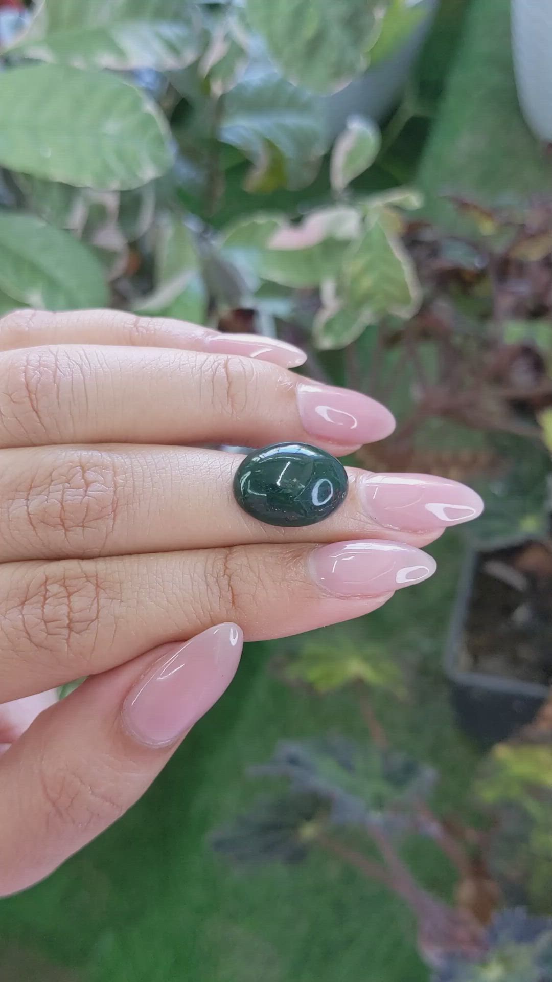 8.98 Ct. Green with Red Spots Cabochon Bloodstone (Heliotrope) from Brazil Size Video