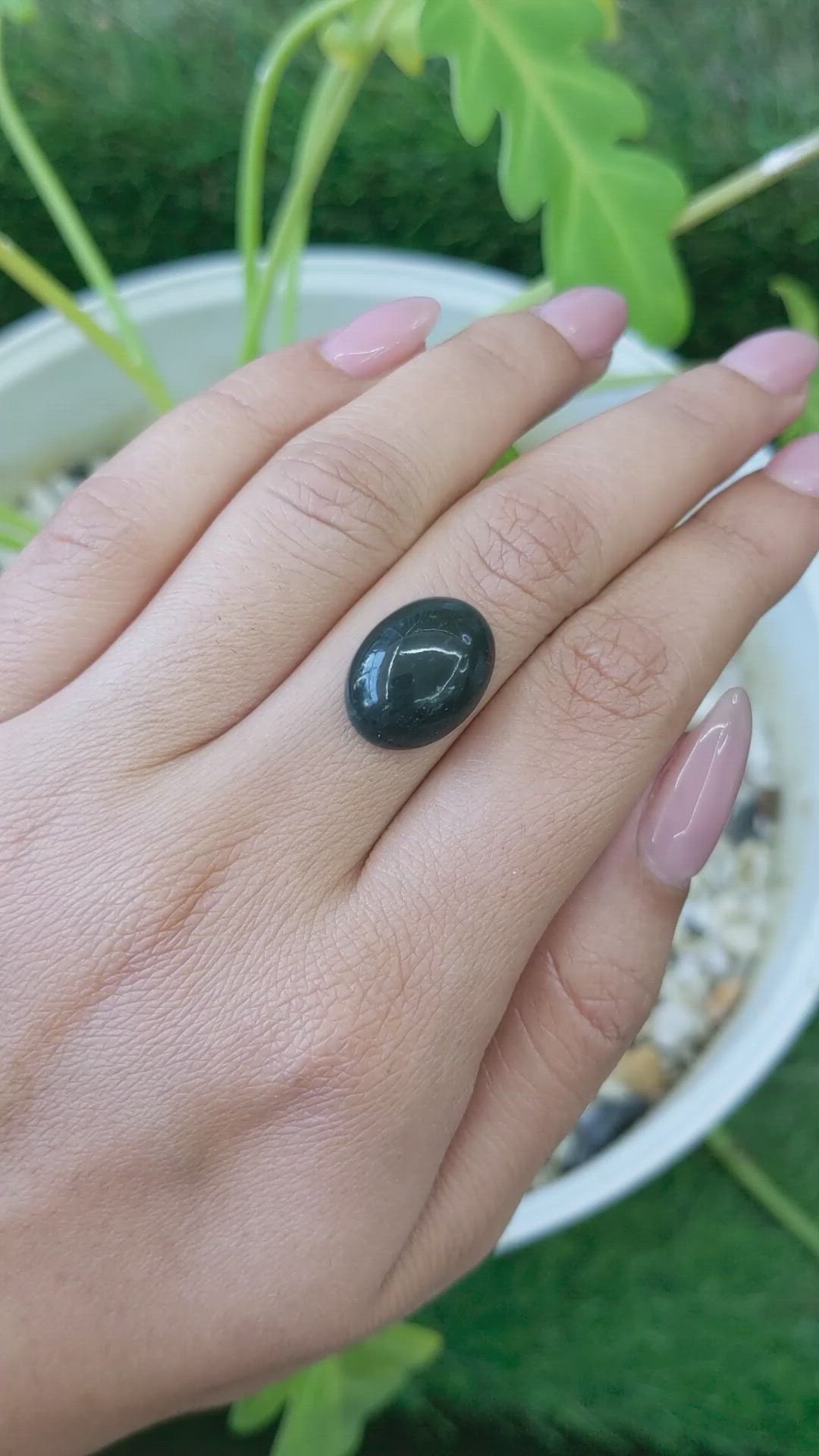 8.98 Ct. Green with Red Spots Cabochon Bloodstone (Heliotrope) from Brazil Size Video