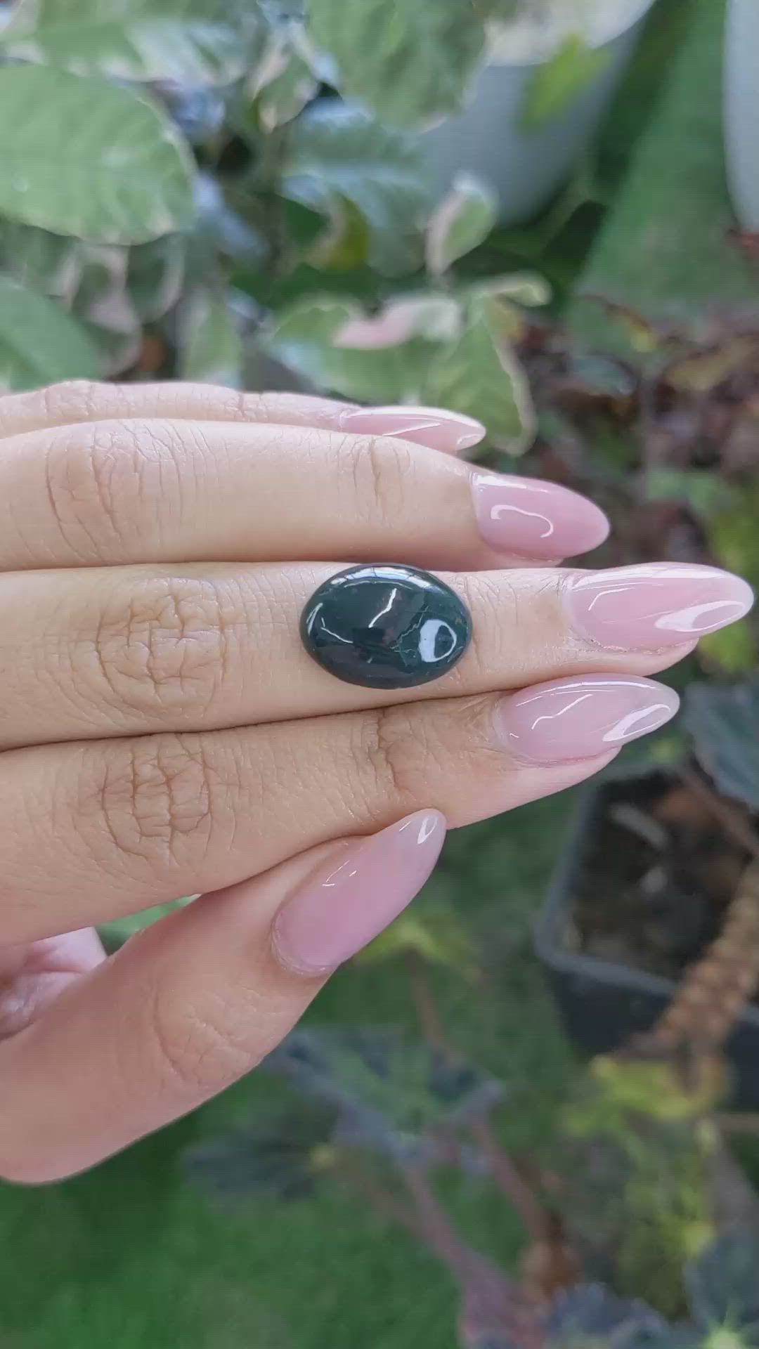 8.09 Ct. Green with Red Spots Cabochon Bloodstone (Heliotrope) from Brazil Size Video